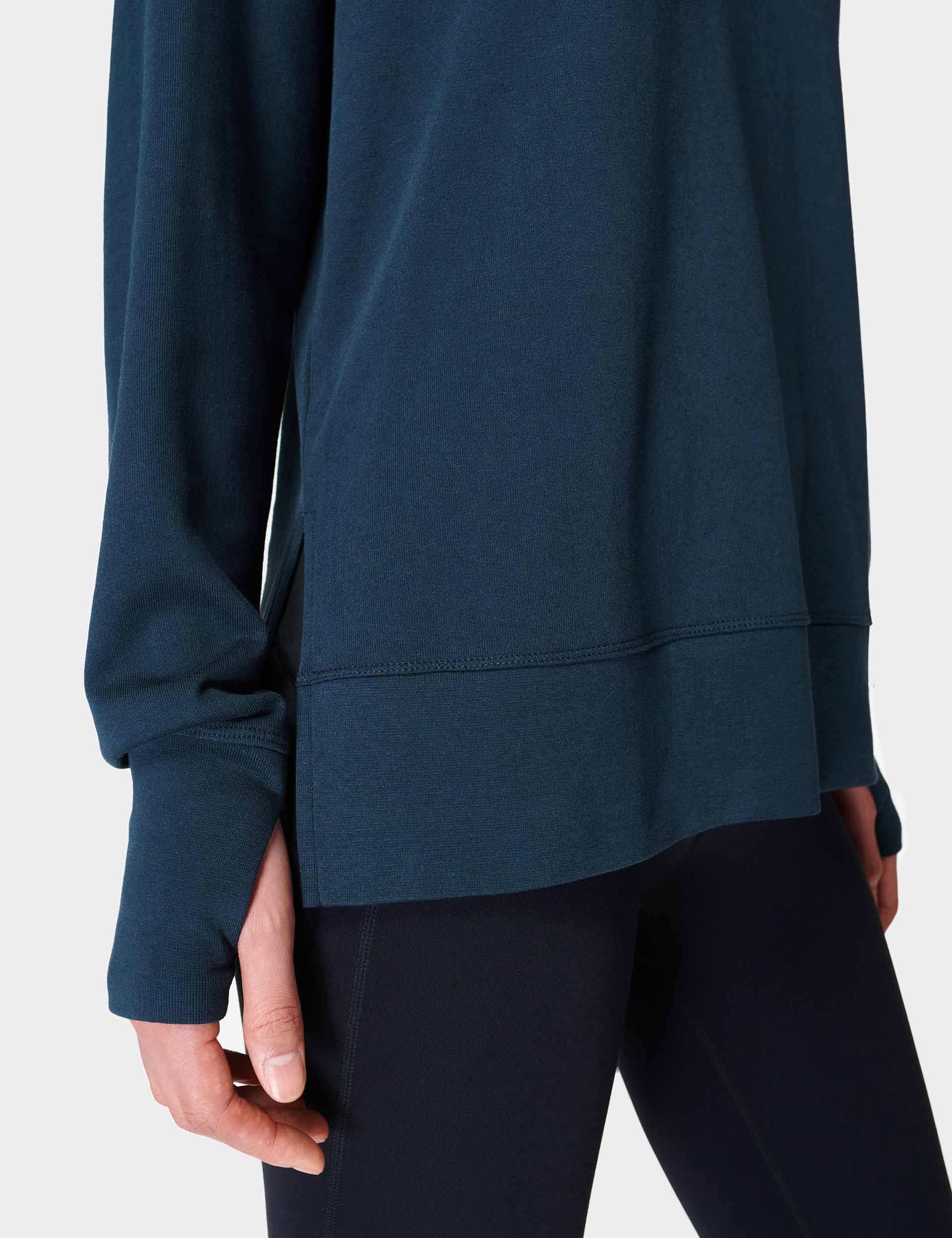 After Class Longline Sweatshirt for Women - Soft Oversized Pullover Hoodie in Navy Blue | Casual Loungewear, Streetwear Fashion & College Outfits