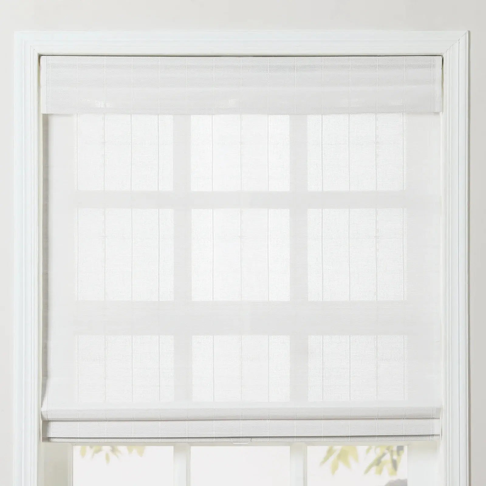 Sybil Bamboo Roman Shade - White Window Blinds for Natural Light Control & Privacy | Perfect for Living Room, Bedroom, or Office Decor
