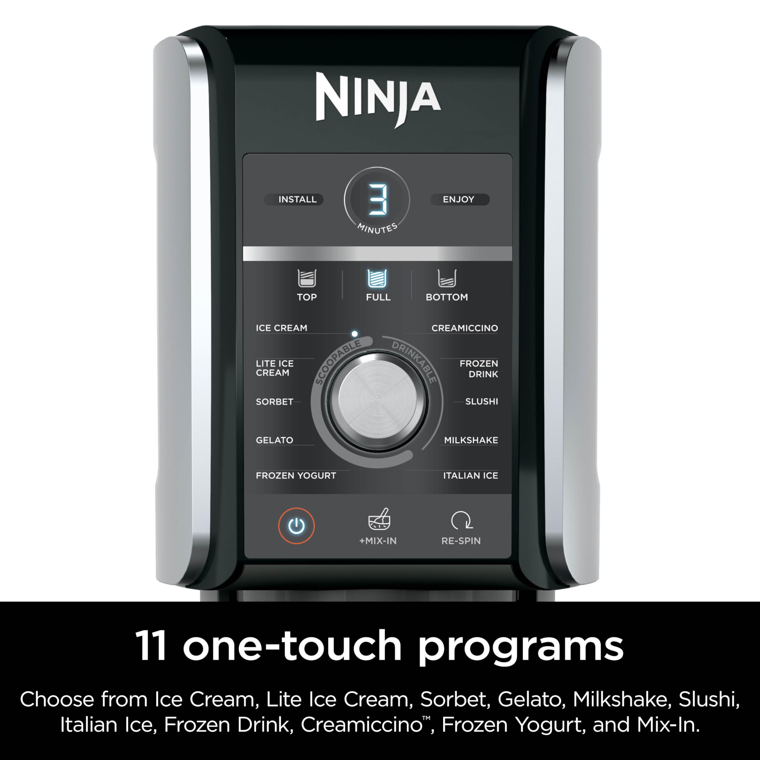Ninja NC501 CREAMi Deluxe 11-in-1 Ice Cream Maker Machine - Make Homemade Ice Cream, Sorbet, Milkshakes & Frozen Treats with 11 Programs | Includes 2 XL Family-Size Pint Containers | Perfect for Kids & Family Desserts | Silver | Great for Parties, Summer Treats & Healthy Snacks