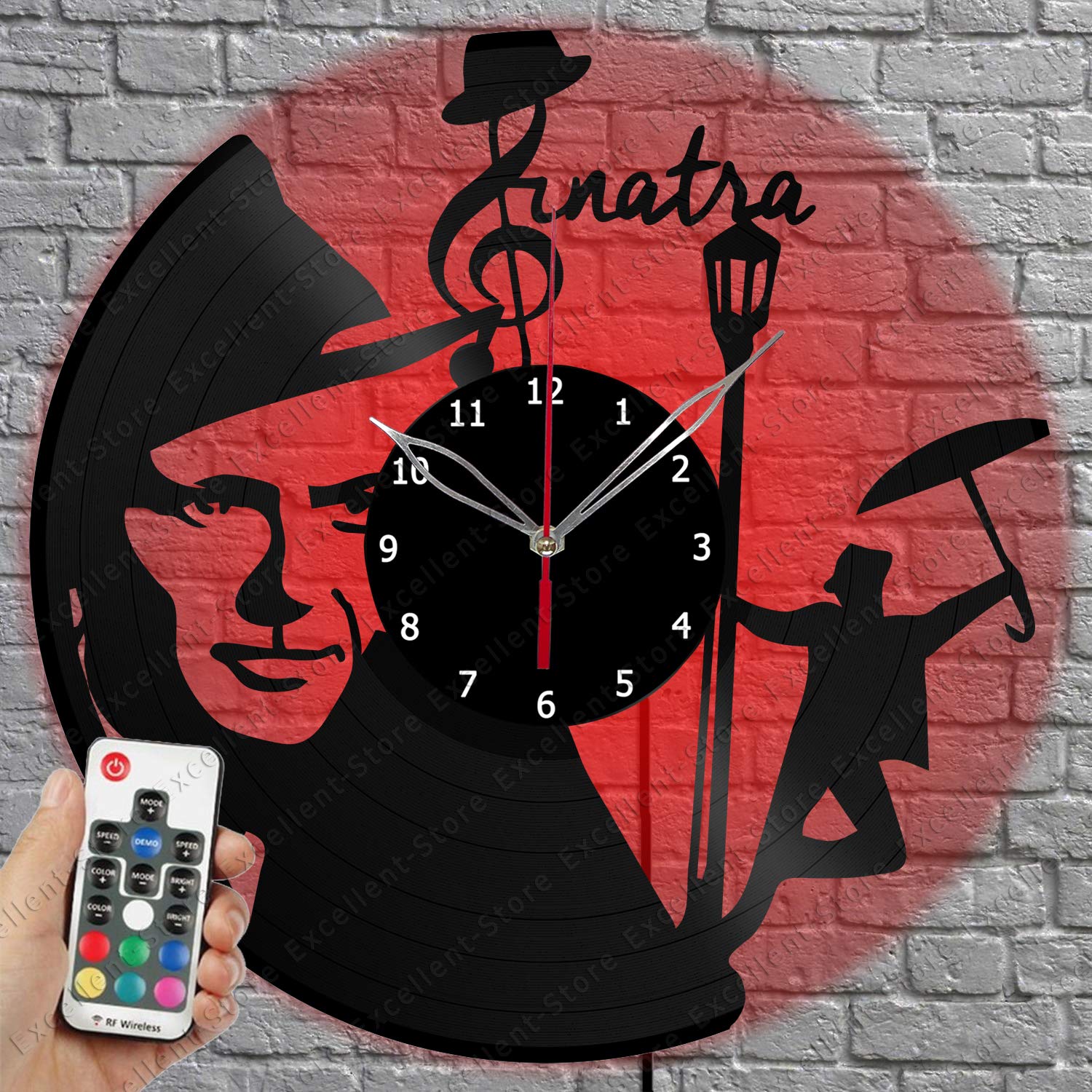 Frank Sinatra LED Vinyl Record Wall Clock - Handmade Vintage Vinyl Art Home Decor - Unique Custom Music Gift for Bedroom, Living Room & Office - Perfect Anniversary & Birthday Present for Music Lovers