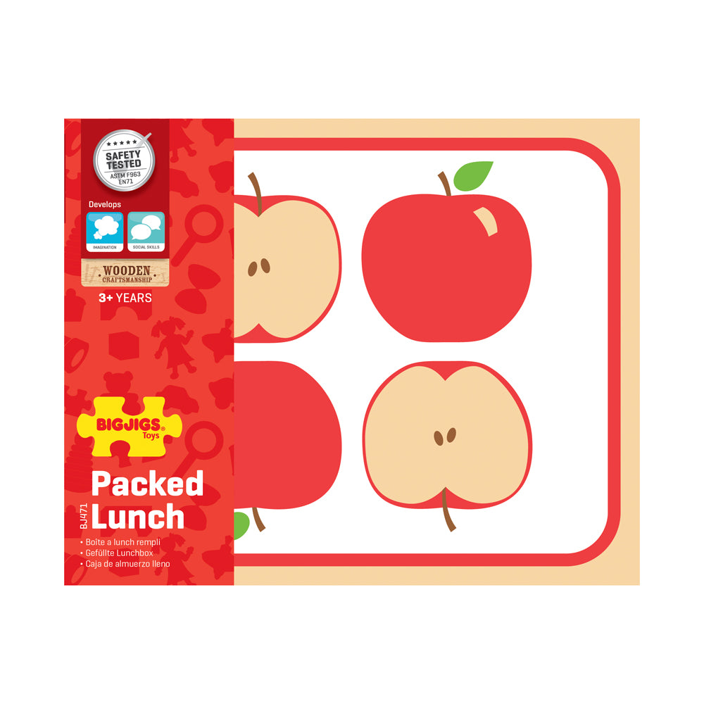 Bigjigs Toys Wooden Packed Lunch Playset - Pretend Play Food Set for Kids - Perfect for Preschool Learning & Imaginative Playtime