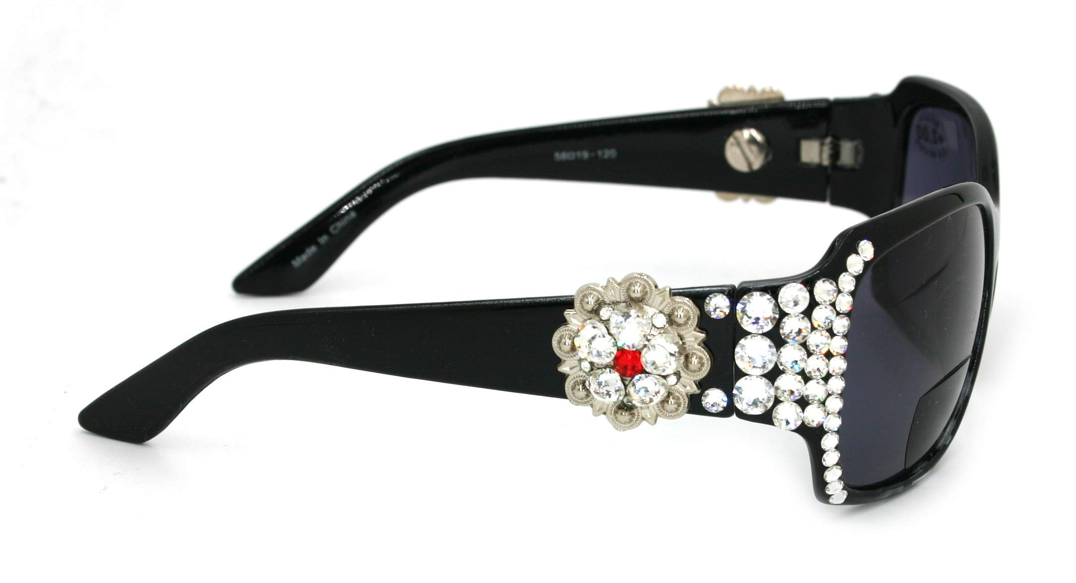 Bifocal Bling Women Sunglasses with Crystals - Black Frame for Reading & Fashion