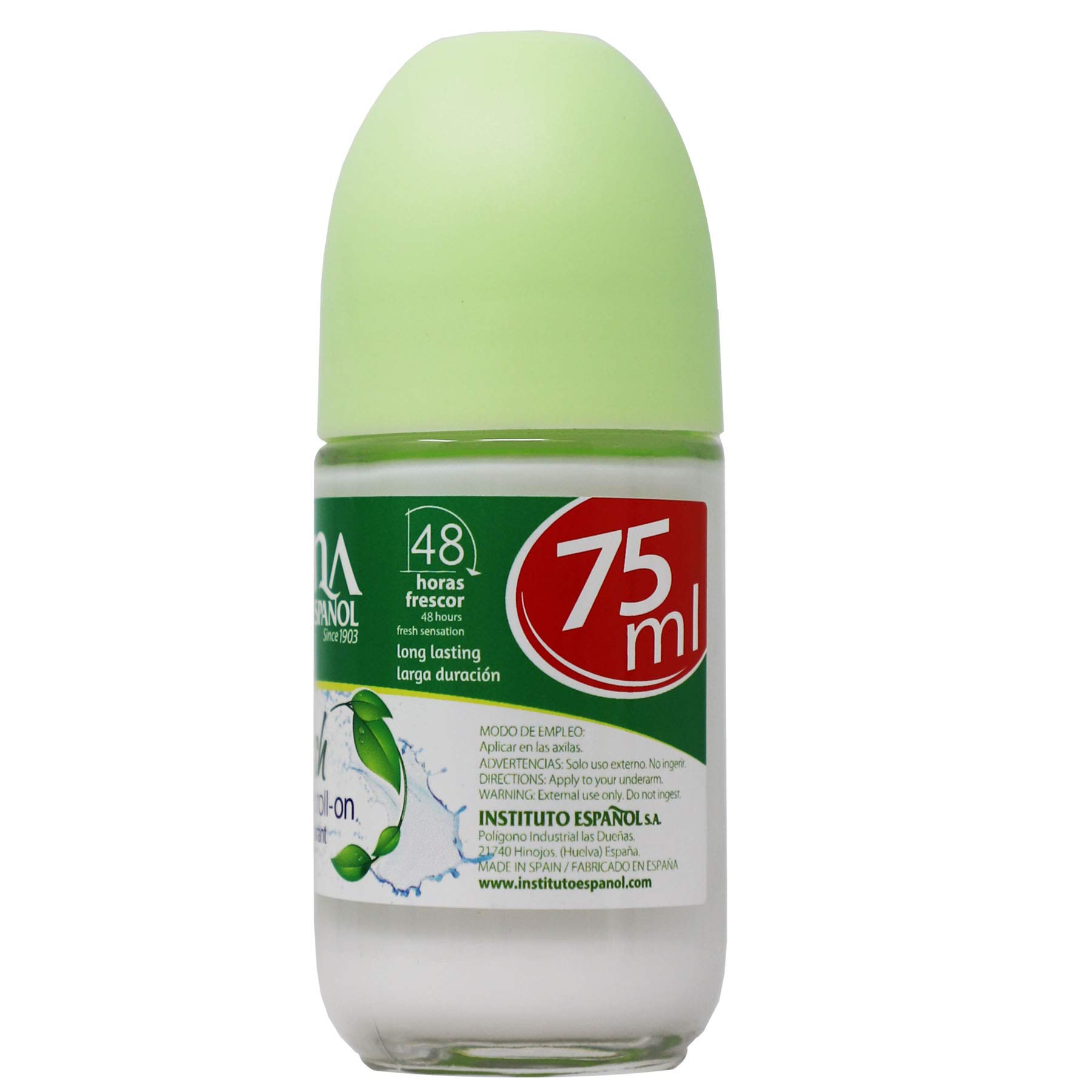 Avena Instituto Español Deodorant Roll-On - Fresh Scent, Long-Lasting Anti-Transpirant, Alcohol-Free, 2-Pack (2 x 2.53 Fl Oz) | Ideal for Daily Use, Gym & Travel