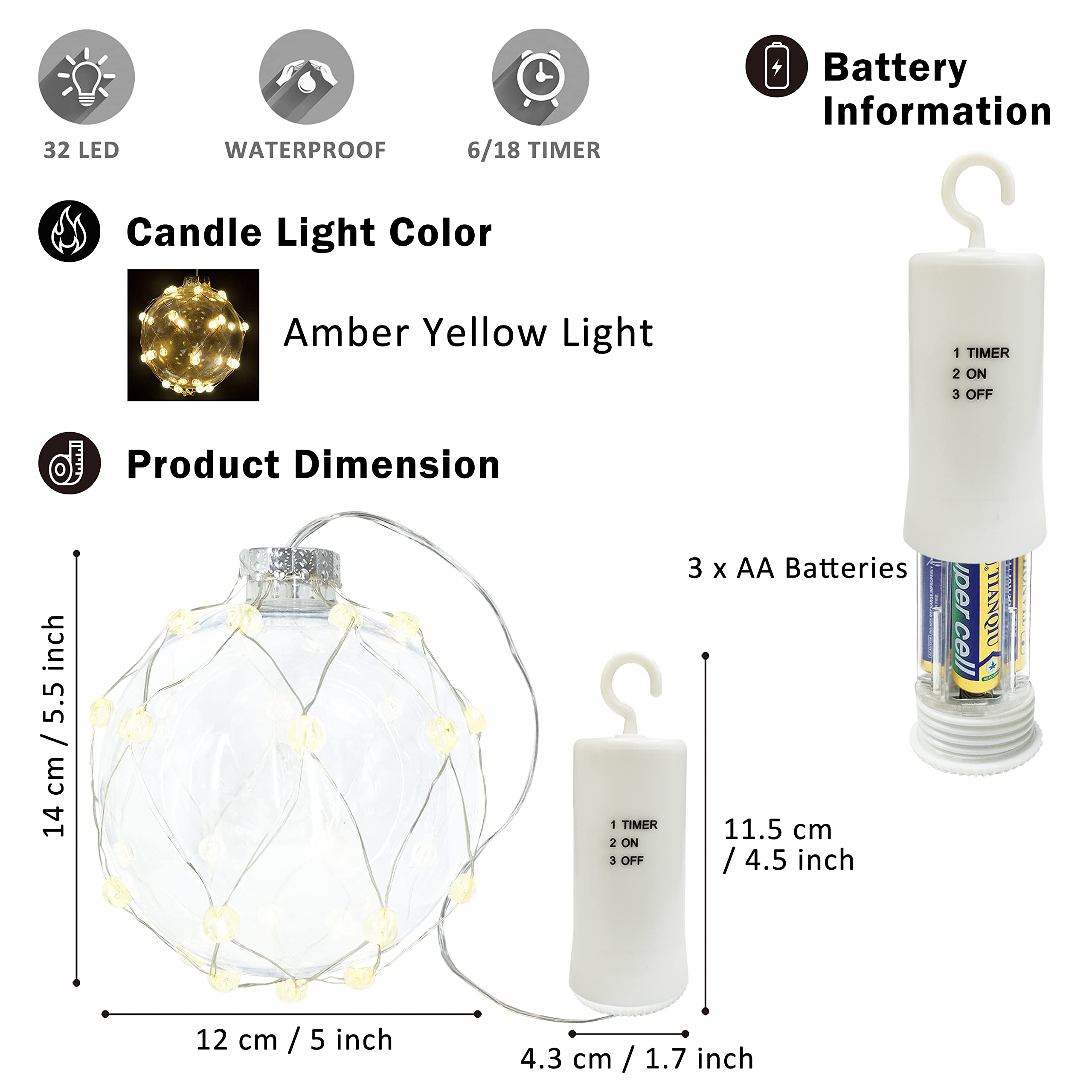FURORA LIGHTING 32 LED Waterproof Bubble String Lights - Pack of 3, Outdoor Hanging Fairy Lights for Wedding, Party, Garden, Patio & Yard Decor (Battery Included) | Create Magical Ambiance for Evening Gatherings & Romantic Nights