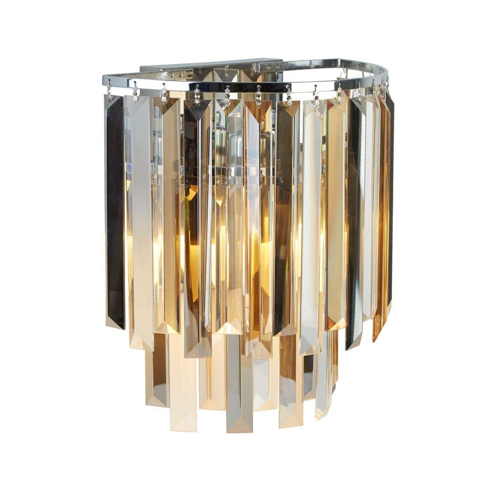 Clarissa 2-Light Chrome Wall Sconce with Crystal Prism Drops - Elegant Bathroom Vanity Lighting or Bedroom Wall Decor