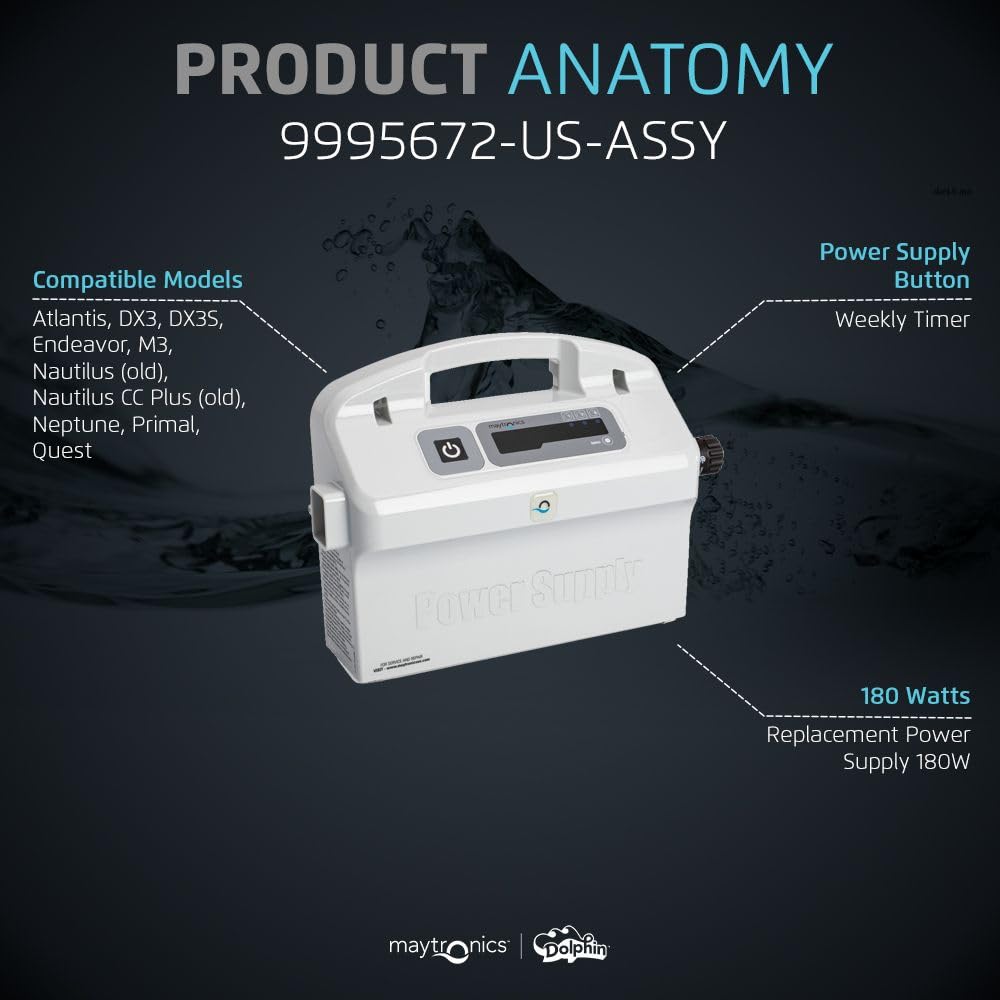 Dolphin Genuine Replacement Power Supply Unit with Weekly Timer - Model 9995672-US-ASSY - Compatible with Dolphin Pool Cleaners - Perfect for Automatic Pool Maintenance & Energy Savings