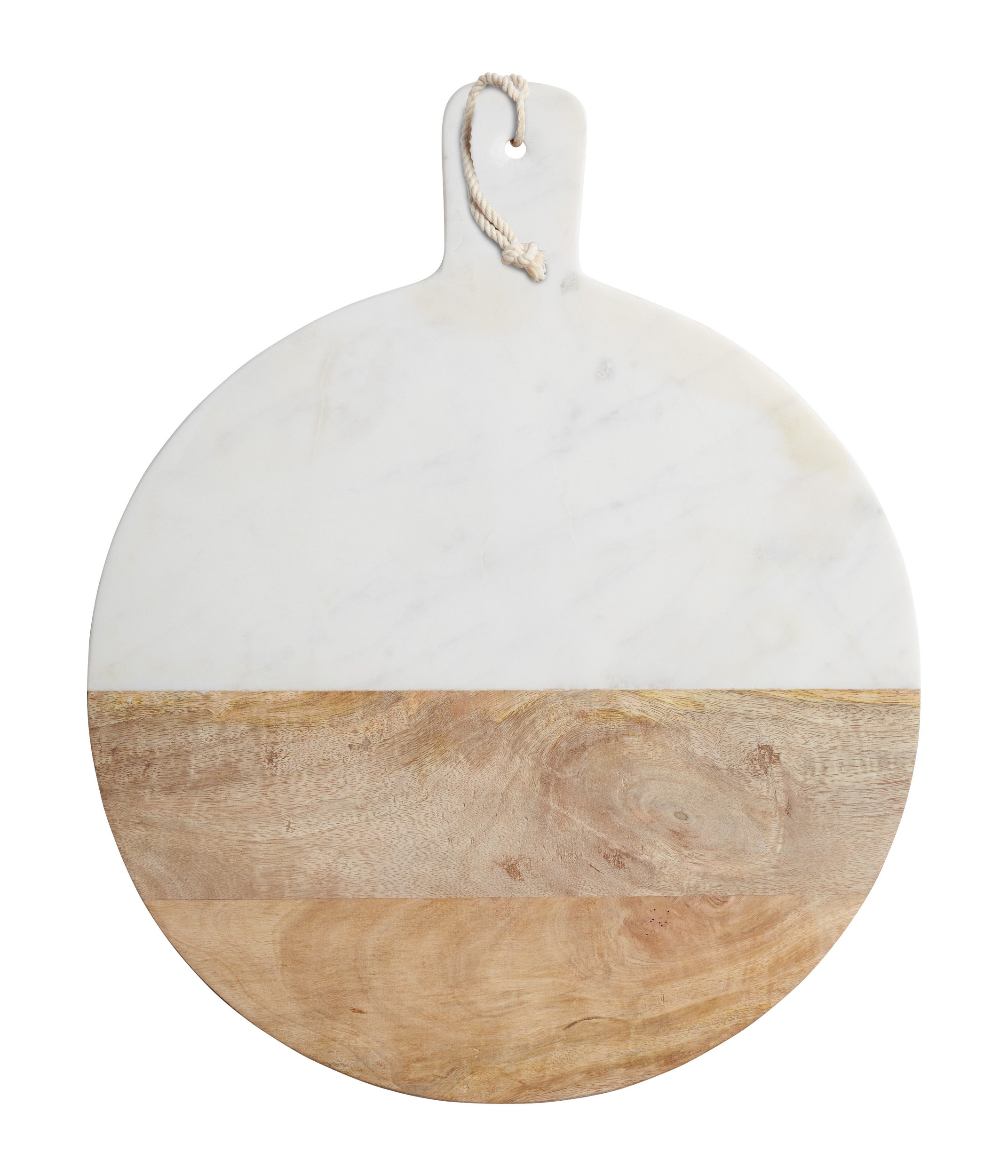 Premium Round Marble and Mango Wood Paddle Board - 40.5cm x 50cm (16