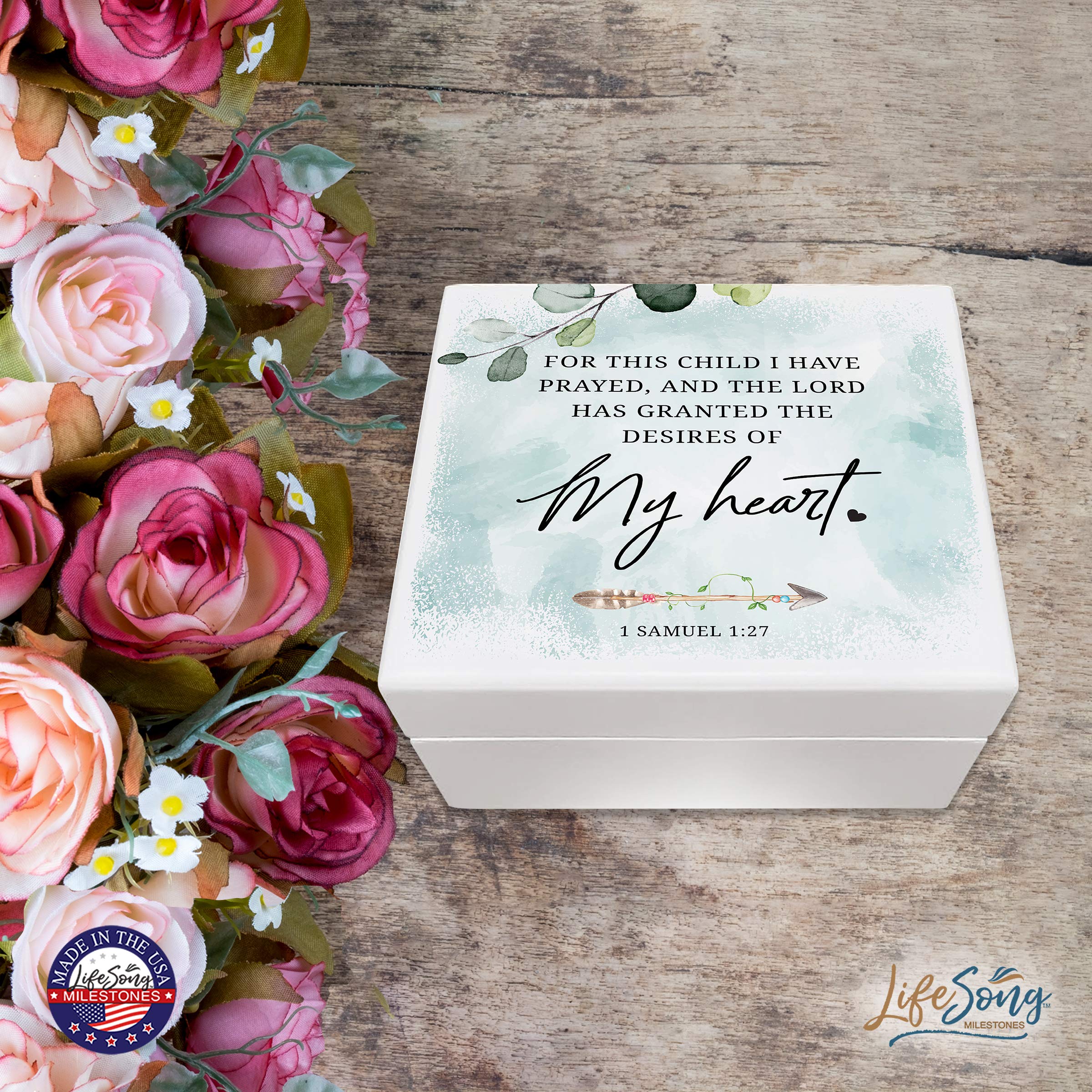 LifeSong Milestones Baptism Keepsake Jewelry Box - Elegant Gift for Godparents, Jewelry Storage for Godchild, Godson or Goddaughter - Perfect for Christening, First Communion & Special Occasions