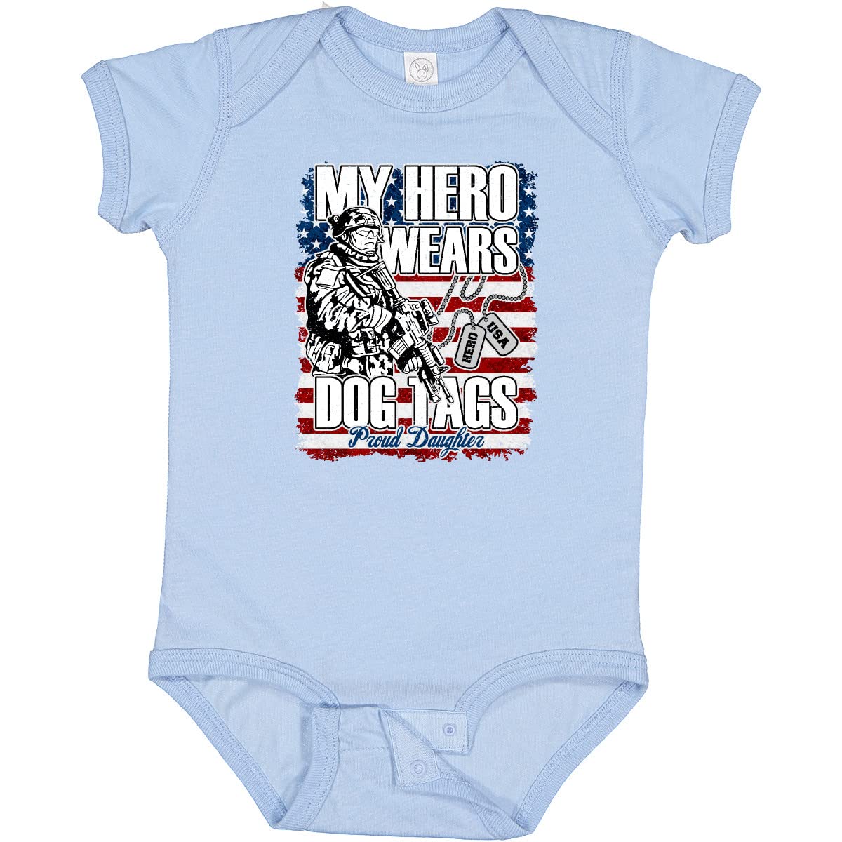 Inktastic Military Proud Daughter Hero Wears Dog Tags Girls Baby Bodysuit - Patriotic Onesie for Military Families & Veterans Day Celebration