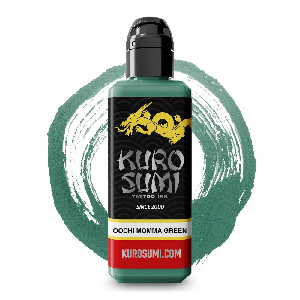 Kuro Sumi Oochi Momma Green Tattoo Ink - Professional Vegan Tattoo Supplies for Artists - Perfect for Black & Grey, Traditional, and Japanese Tattoo Styles