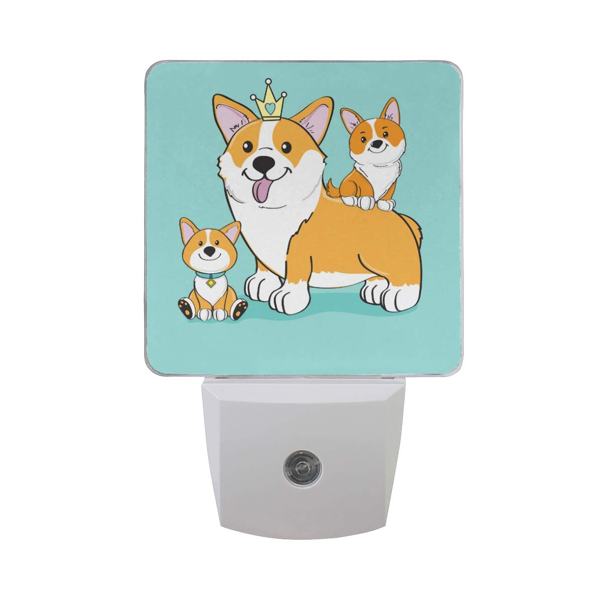 Vikko Cute Corgi Family Night Light - 2 Pack LED Plug-in Nightlight with Dusk to Dawn Sensor for Bedroom, Nursery, Living Room & Hallway | Perfect for Kids, Adults & Home Decor | Creates Cozy Atmosphere for Nighttime Reading and Safe Navigation