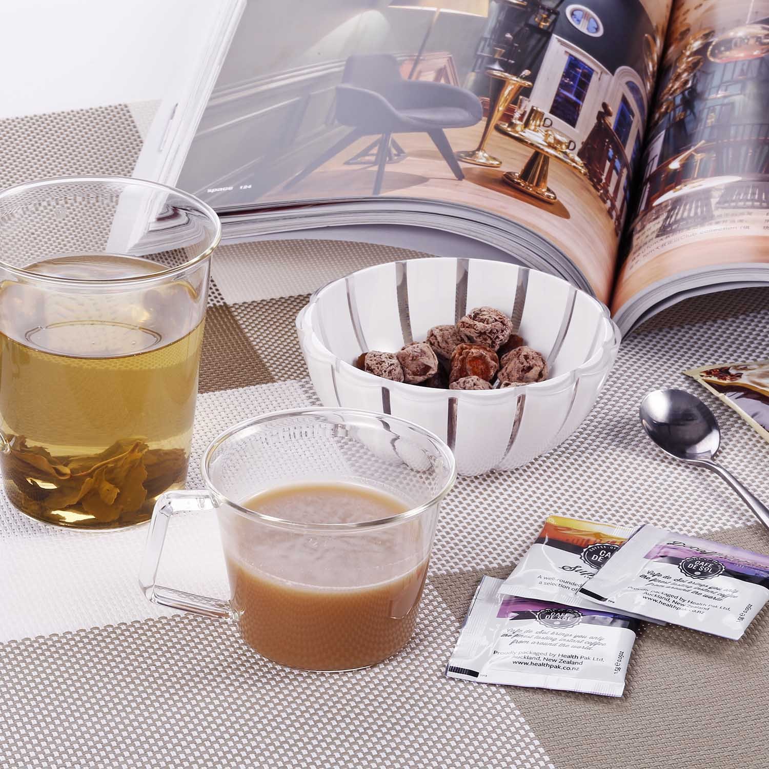 KINTO 8434 CAST Heat-Resistant Glass Coffee Cup - 6.8 fl oz (220 ml) - Microwave & Dishwasher Safe - Perfect for Espresso, Latte & Tea at Home or Office