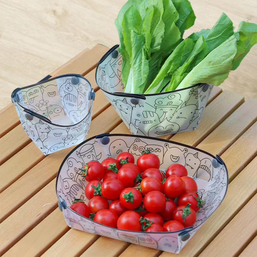 MIUPOO Collapsible Bowl Set - 4-Piece Portable Food Storage Containers with Lid, BPA-Free Silicone Foldable Bowls for Camping, Hiking, Travel & Picnic (7×5.5×3.5 Inches) | Microwave & Dishwasher Safe | Perfect for Meal Prep, Outdoor Adventures & Family Gatherings