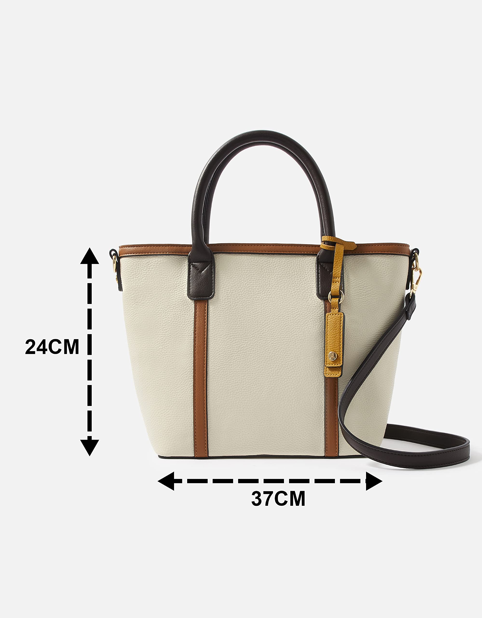 Accessorize London Women's Chloe Cream Handbag with Detachable Adjustable Strap - Elegant Shoulder Bag & Tote Purse for Office, Work, Commuting & Daily Use
