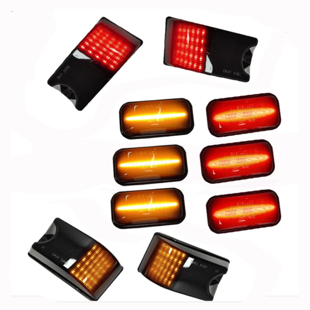 2003-2009 Hummer H2 & 2005-2009 H2 SUT LED Cab Roof Light Kit - 10pc Amber/Red Clearance Marker Lights with Smoke Lens - Off-Road & Truck Lighting Upgrade for Night Driving & Emergency Vehicles