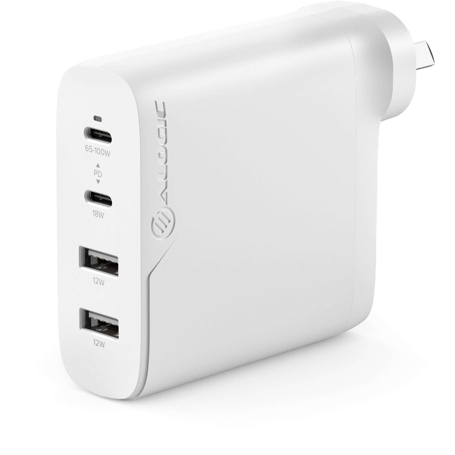 ALOGIC 100W GaN Fast Charger - 4 Port USB C Wall Charger with 100W Cable | High Speed Charging for MacBook, iPhone, iPad & More | Perfect for Travel, Office & Home Use