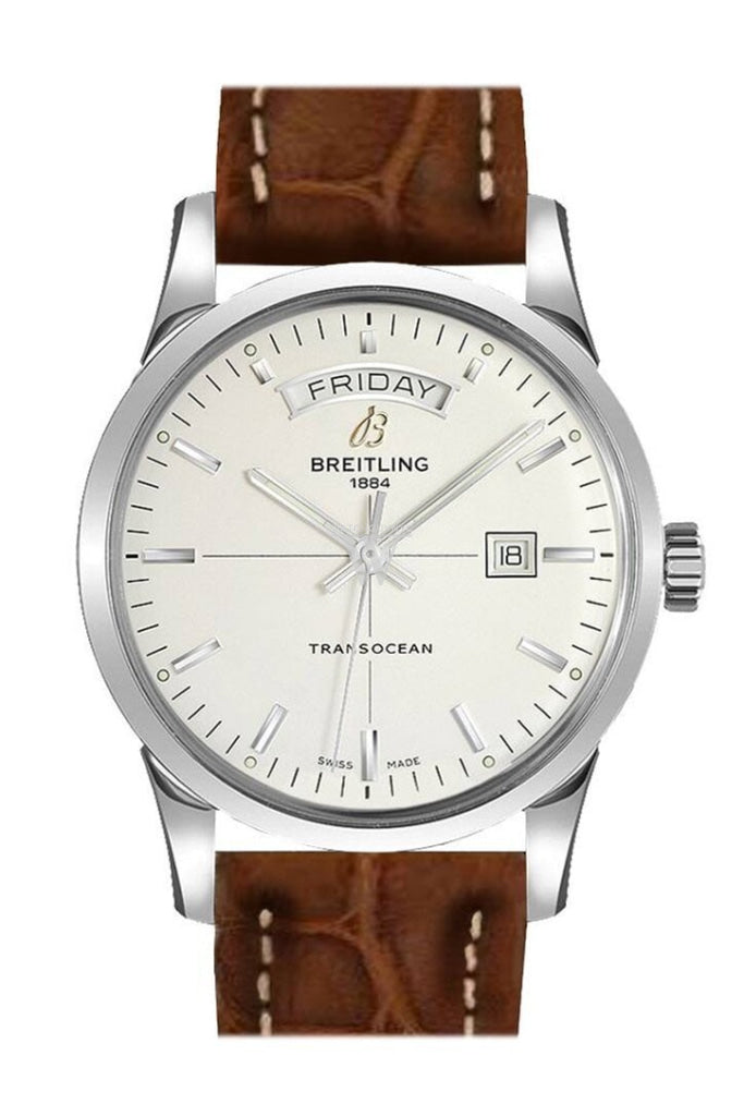 Breitling Transocean Day Date Men's Watch - A4531012 Brown Leather Strap, Automatic Movement, Luxury Dress Watch for Business & Formal Occasions
