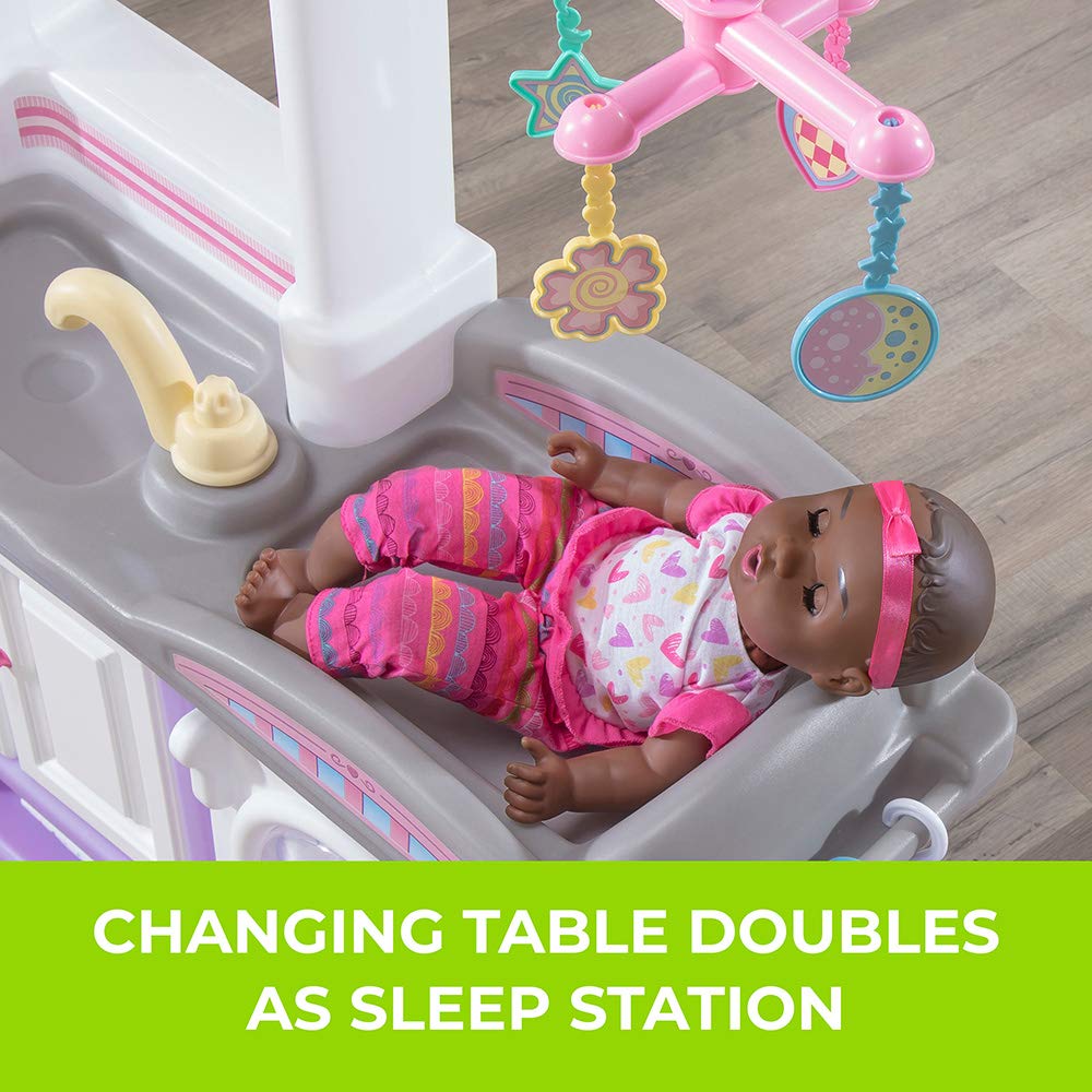 Step2 Love & Care Deluxe Baby Doll Nursery Playset - Compact Doll Changing Station & Crib with Toy Accessories - Durable Plastic Toddler Toy for Girls & Boys Ages 2-6 Years (Lavender) - Perfect for Pretend Play, Role Play & Early Childhood Development