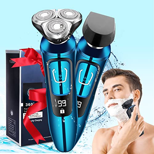Premium Electric Razor for Men - USB Rechargeable Rotary Shaver with Dry/Wet Use - Cordless Face Shaver for Smooth Shaving - Perfect Travel & Gift for Husband - Ideal for Home, Office & Business Trips