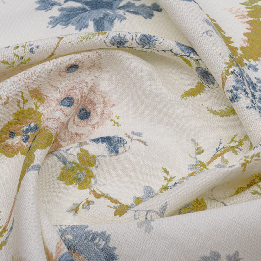 Premium Dianthus Linen Fabric - Vintage Blue Color for DIY Crafts, Home Decor & Upholstery Projects - Perfect for Curtains, Table Runners & Throw Pillows