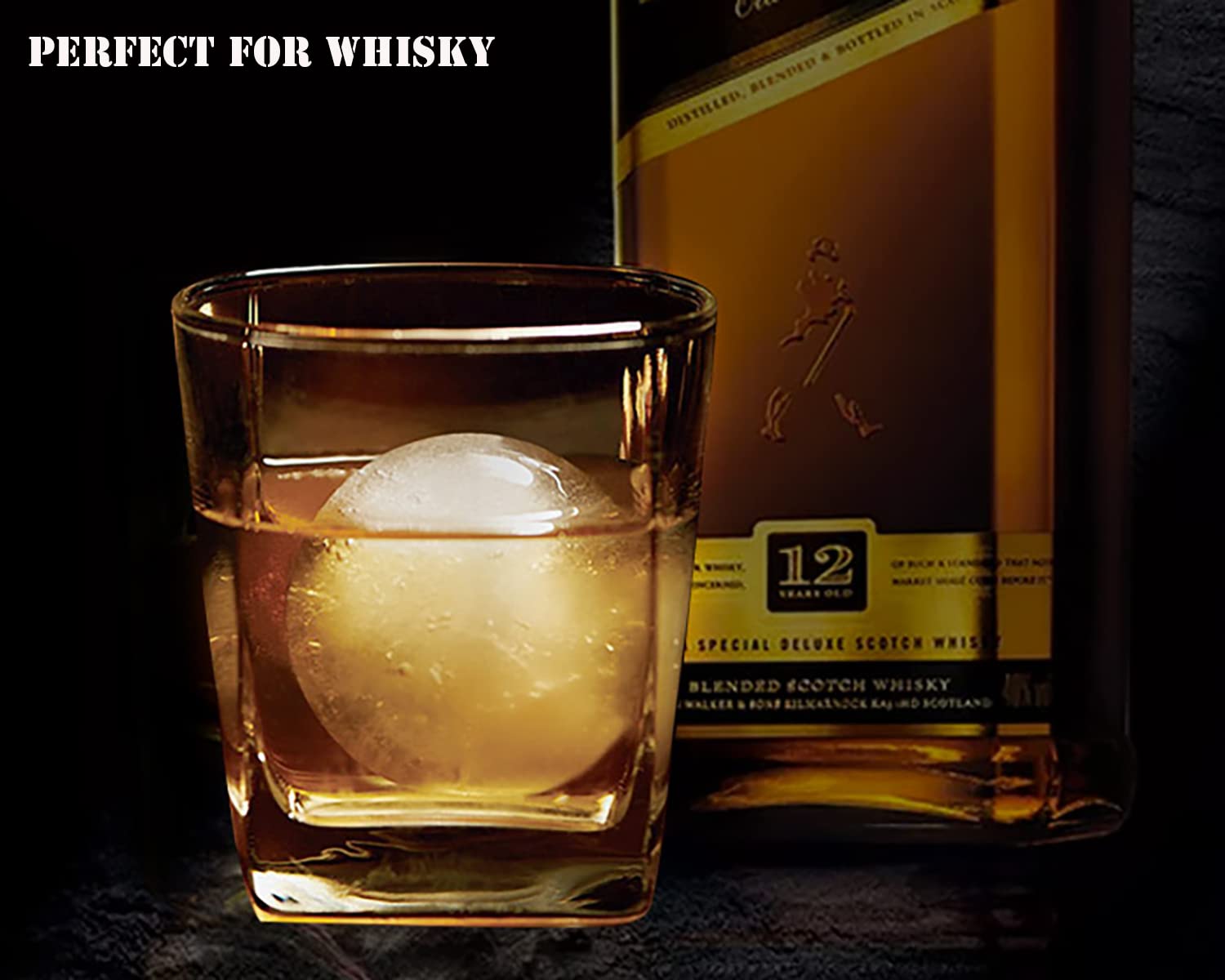 Premium Ice Ball Maker Mold - Set of 4, 2.4 Inch Round Ice Cube Trays for Whiskey, Cocktails & Bourbon | Reusable Silicone Sphere Ice Molds for Chilled Drinks, Home Bars & Party Entertaining (Blue)