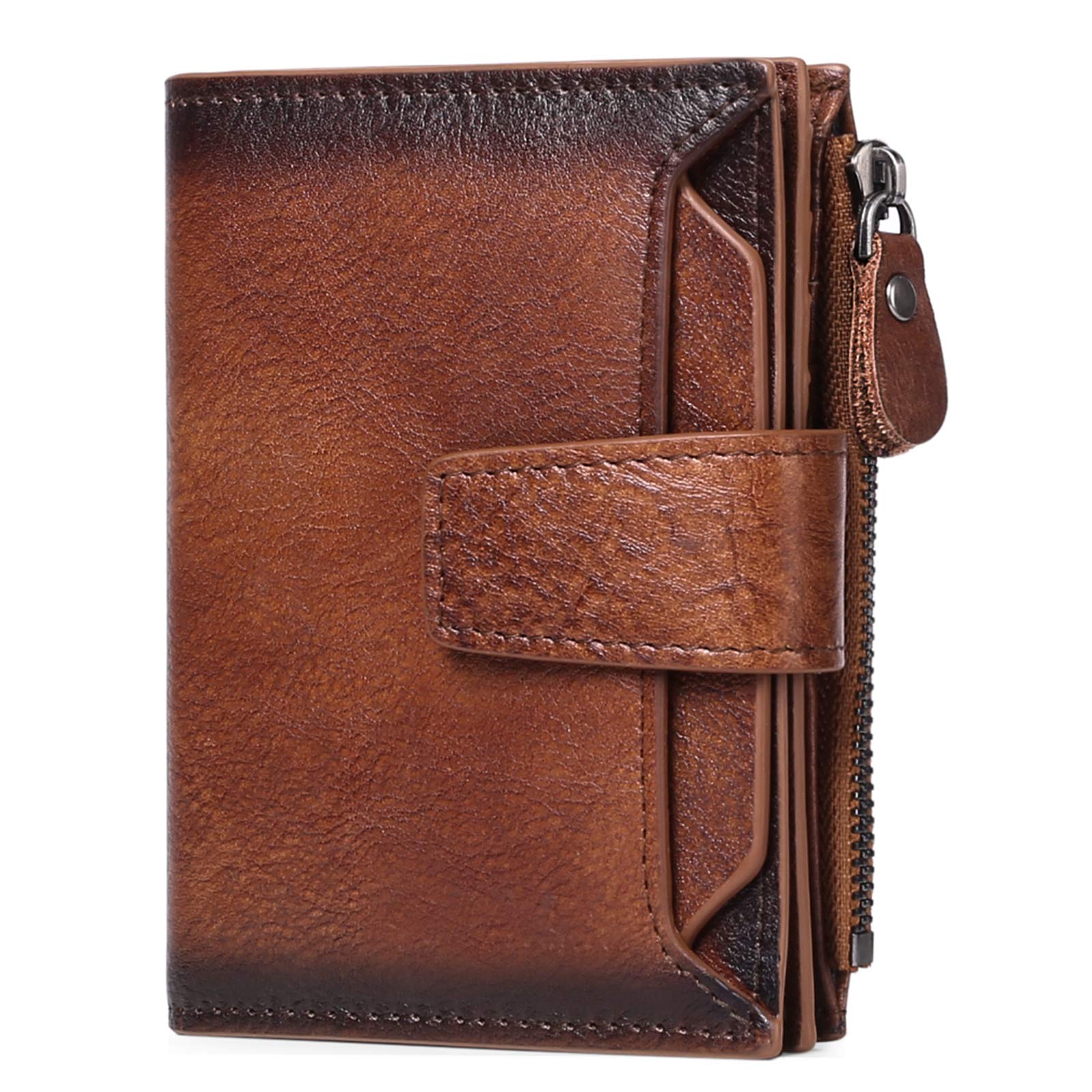 Premium Genuine Leather RFID Blocking Bifold Wallet for Men - Slim Zipper Coin Pocket & 4 ID Window - Stylish & Secure - Perfect for Travel, Business & Everyday Use