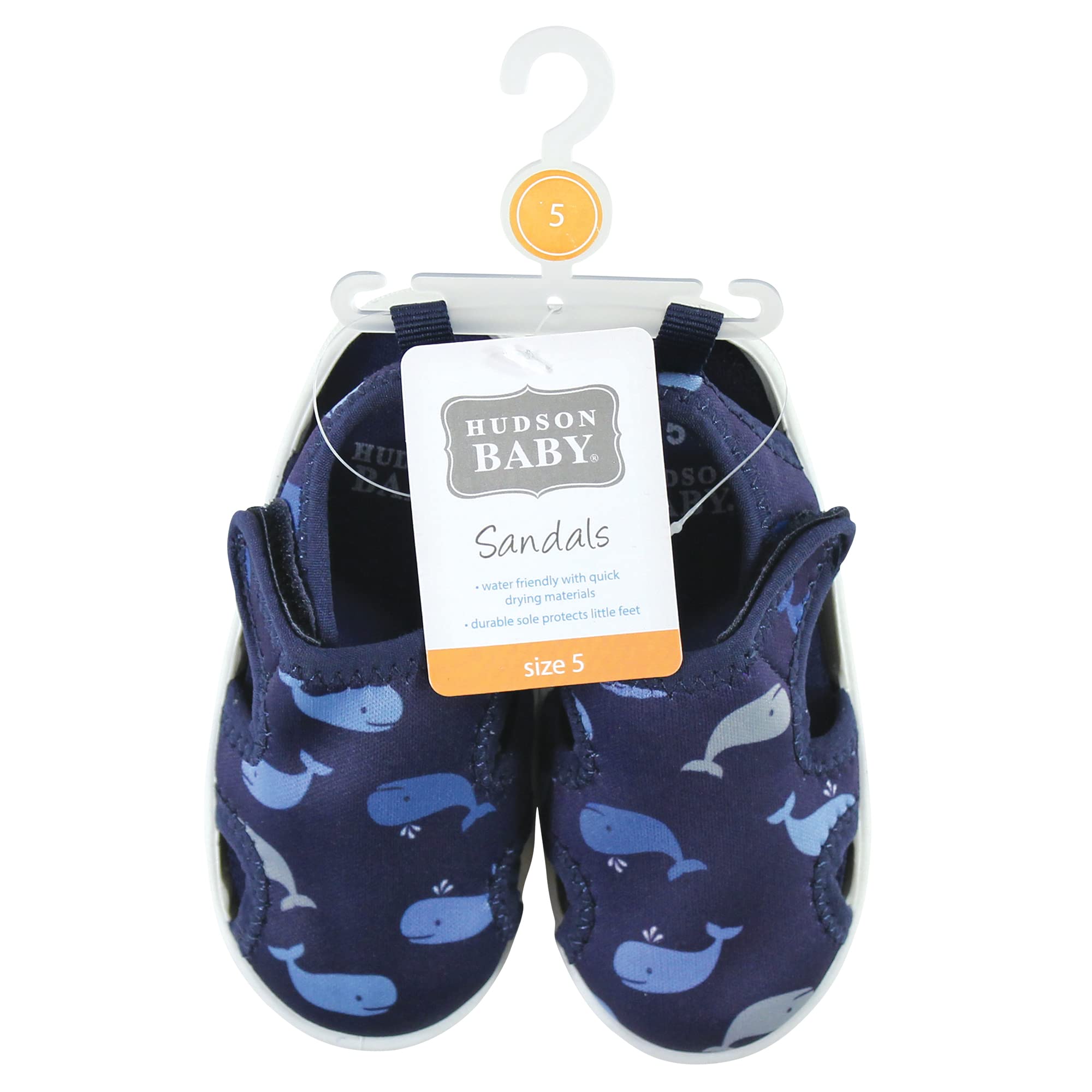 Hudson Baby Unisex Infant Sandals & Water Shoes - Whale Design - Size 9 US - Perfect for Beach, Pool & Summer Outdoor Activities