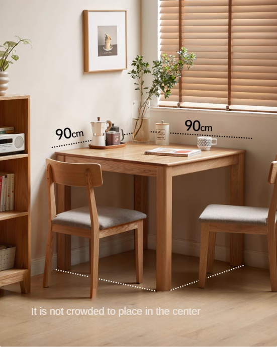 Solid Oak Wood Modern Square Dining Table - Perfect for Small Spaces, Apartments & Contemporary Home Decor
