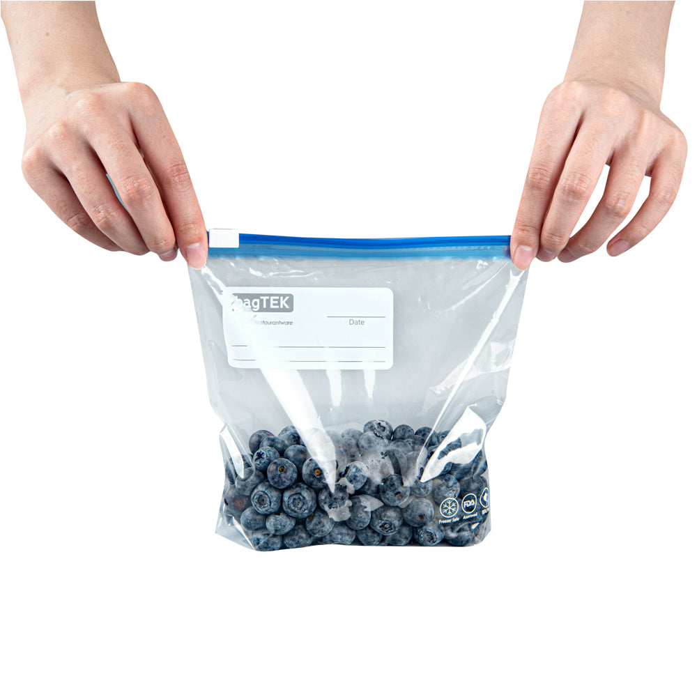BPA-Free Pint Size Clear Plastic Slider Freezer Bags - Expandable Bottom, Write-On Label (6.5