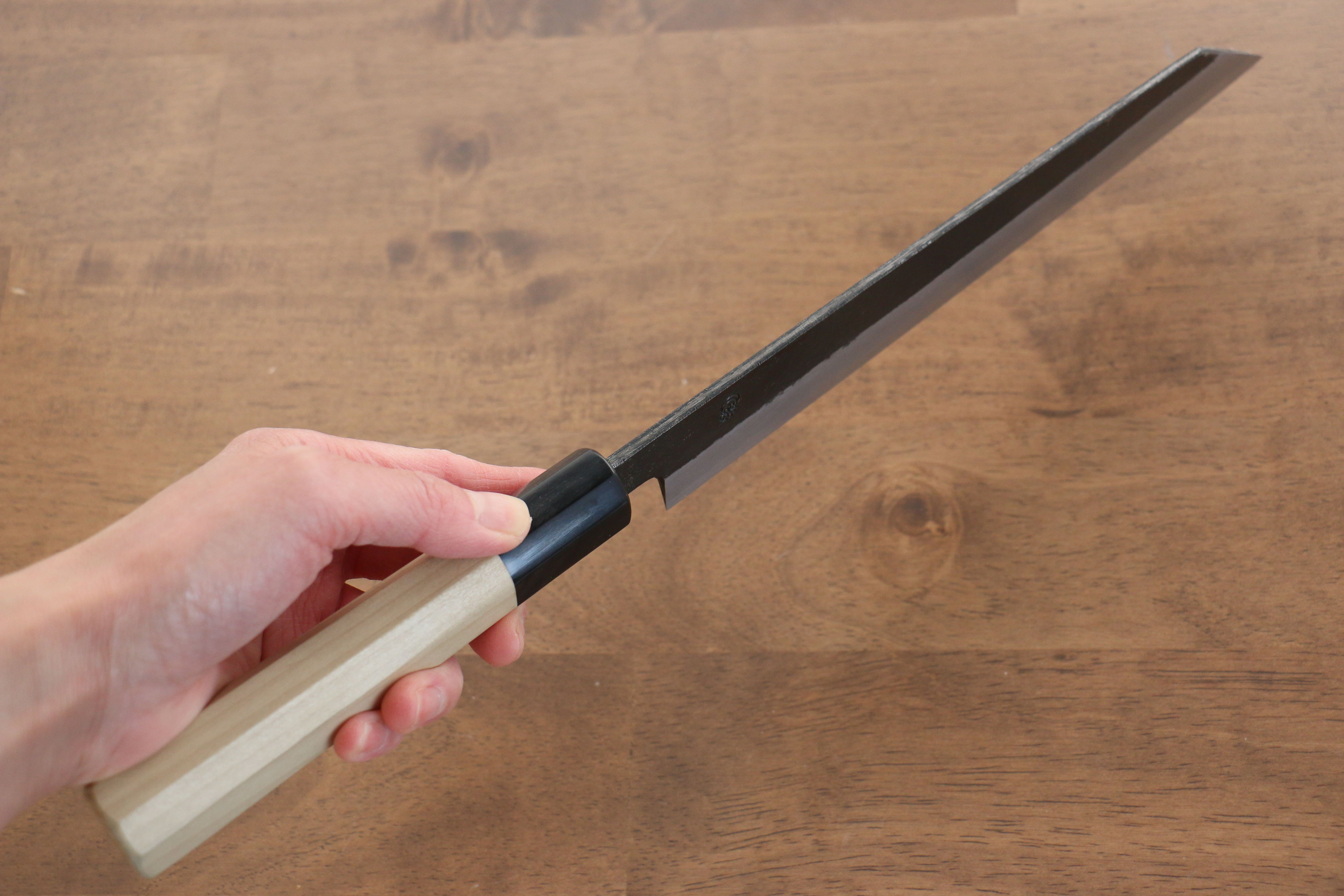 Premium Kikuzuki White Steel No.2 Black Kiritsuke Gyuto Knife 240mm - Japanese Chef Knife with Magnolia Wood Handle - Perfect for Sushi, Meat Slicing & Professional Kitchen Use