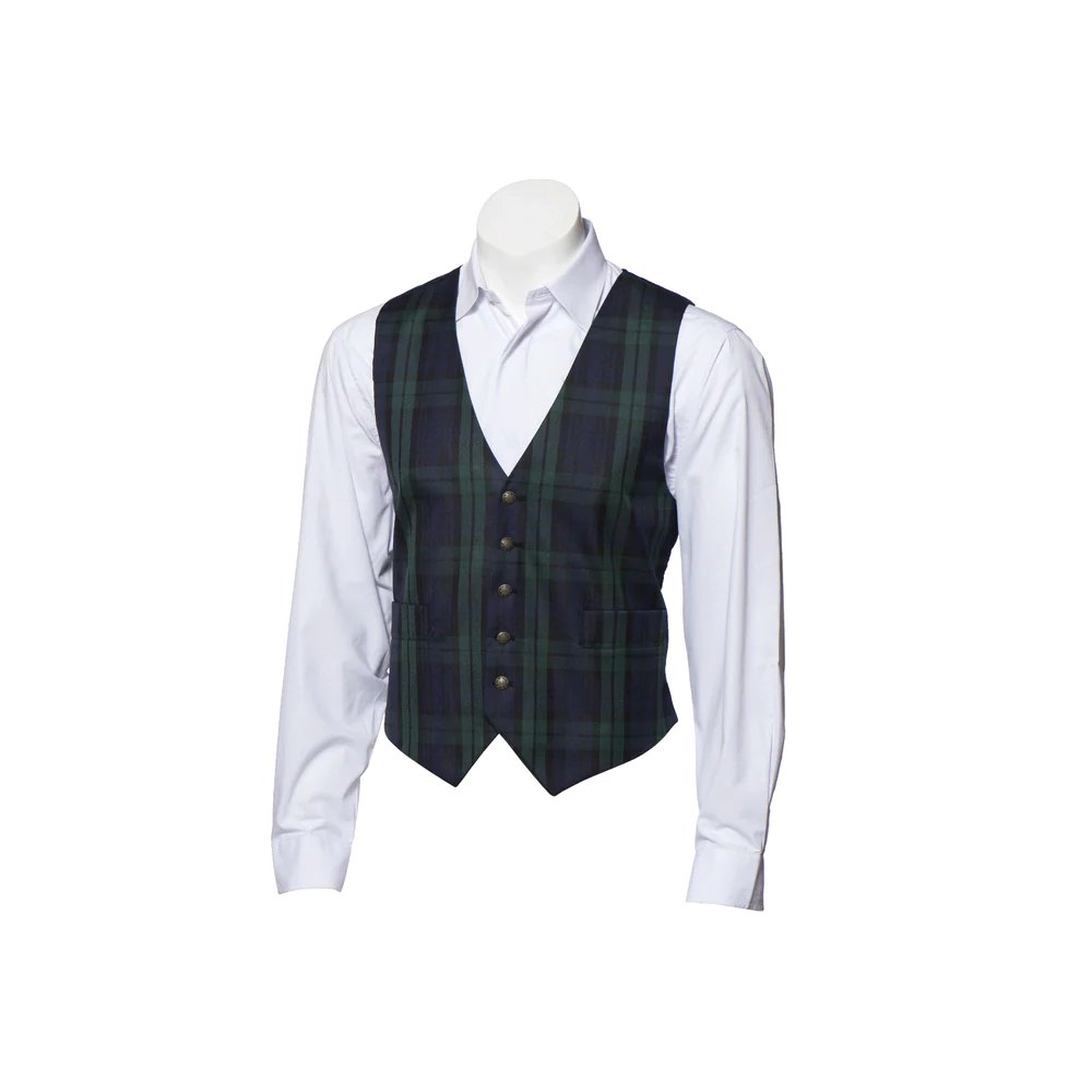 Black Watch Tartan Waistcoat for Men - Classic Scottish Kilt Vest | Perfect for Weddings, Highland Games & Formal Events