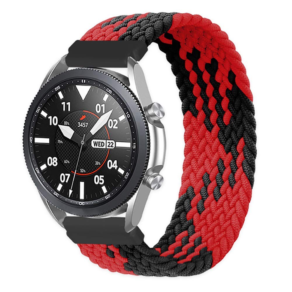 Stretchy Braided Solo Loop Band Compatible with Samsung Galaxy Watch 3 45mm/Galaxy Watch 46mm (22mm) - Elastic Sport Watch Strap for Huawei Watch 2 Classic - Comfortable Woven Band for Running, Workout & Daily Wear