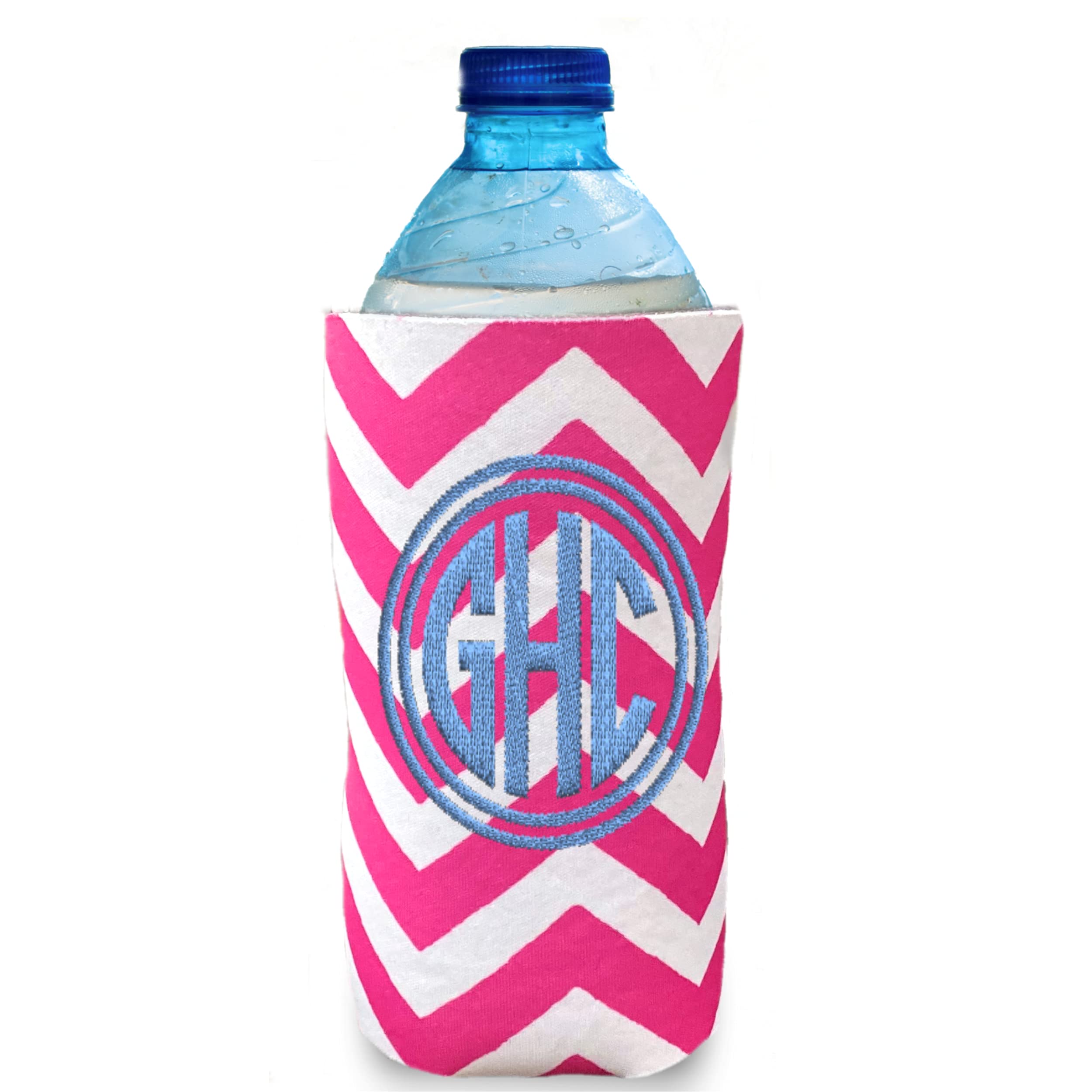 Personalized Monogrammed Chevron Water Bottle Koolie - 20oz Insulated Stainless Steel with Leakproof Lid - Perfect for Gym, Hiking & Office (Pink)