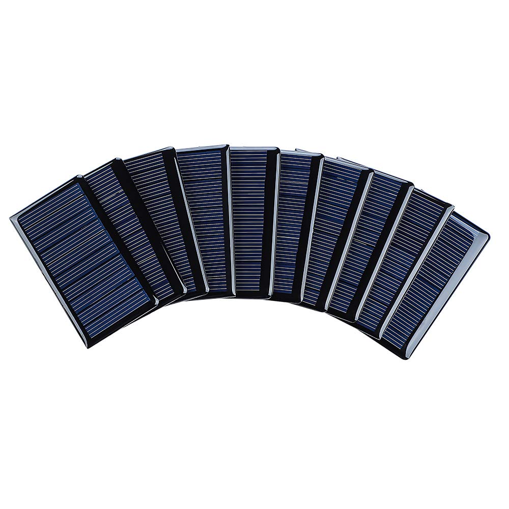 10Pcs 5V 60mA Epoxy Solar Panels - Polycrystalline Solar Cells for DIY Solar Battery Charger & Solar System Kits (68x37mm/2.67