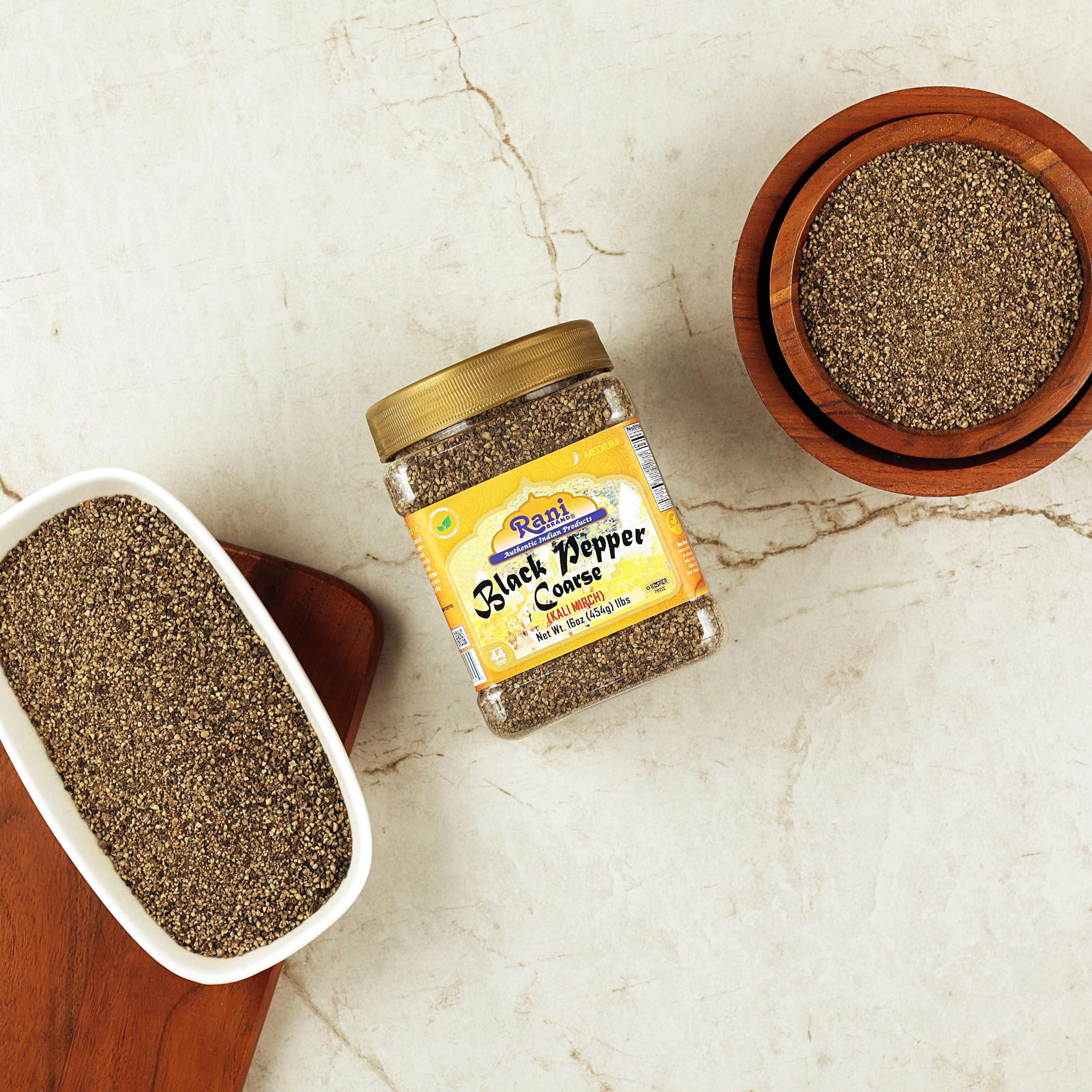 Premium Coarse Ground Black Pepper 16oz (1lb) - 28 Mesh Table Grind - All Natural, Vegan, Gluten-Free, Non-GMO, Kosher - Product of Vietnam - Perfect for Grilling, Seasoning & Gourmet Cooking