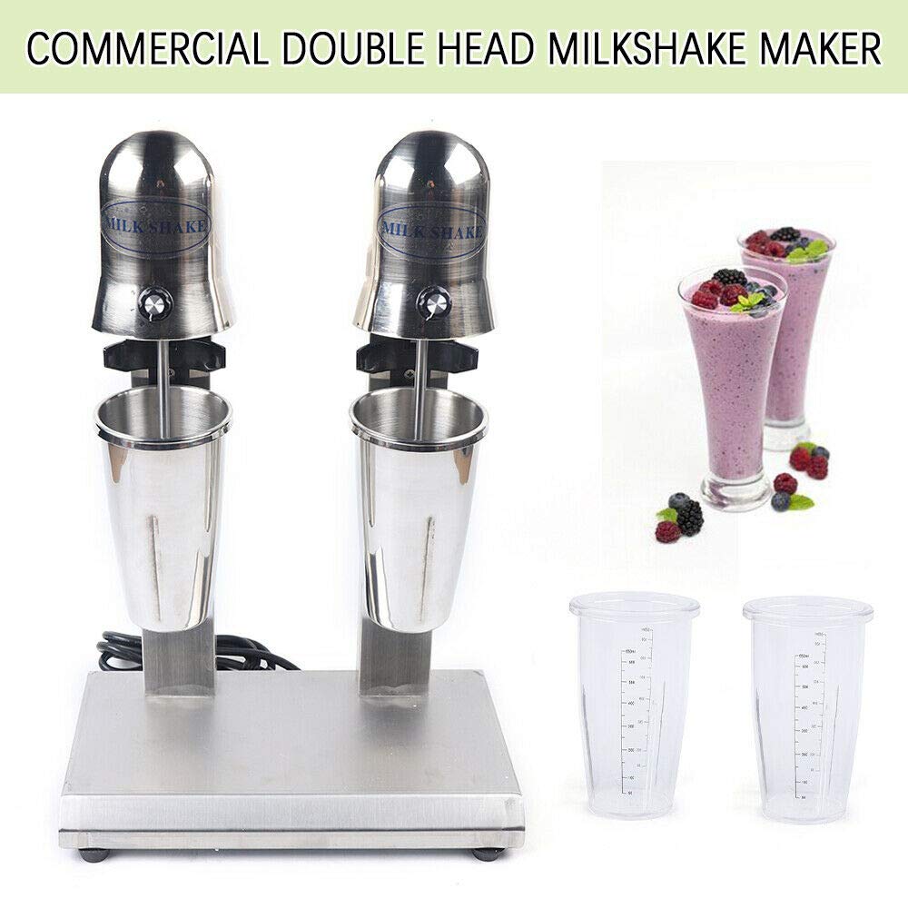 Commercial 560W Double Head Milkshake Machine - Stainless Steel Mixer with 2 Speed Gears, 110V for Milk Tea, Coffee Shops, Smoothies & Desserts - Perfect for Restaurants, Cafes & Bubble Tea Stores