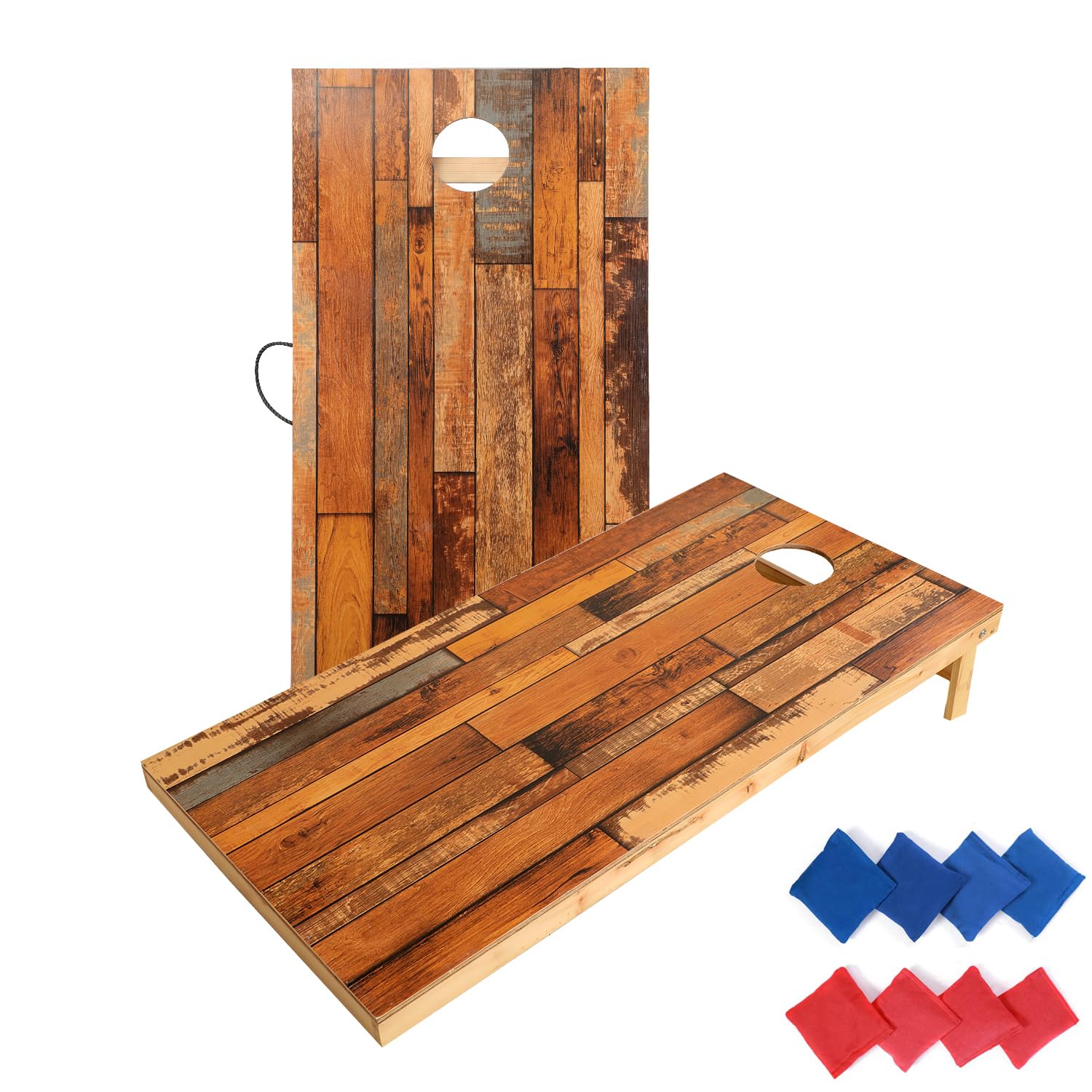 Premium Solid Wood Corn Hole Game Set - 2 Regulation Waterproof Cornhole Boards with 8 Toss Bags | Outdoor & Indoor Backyard Games, Tailgating, Picnics, BBQs and Family Fun Activities