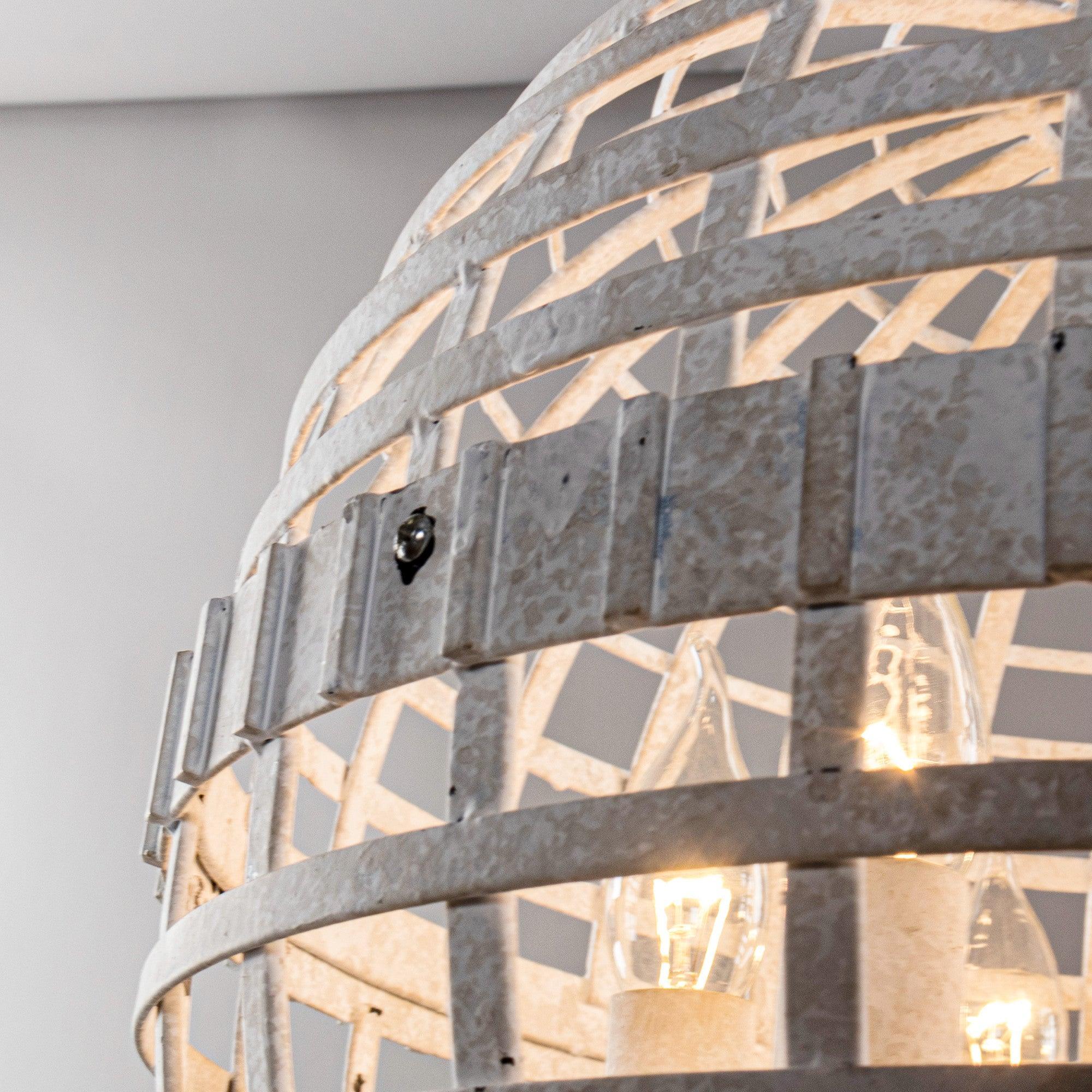 6-Light Vintage Farmhouse Globe Pendant Light Fixture - White - Perfect for Kitchen Island, Dining Room, and Entryway Lighting