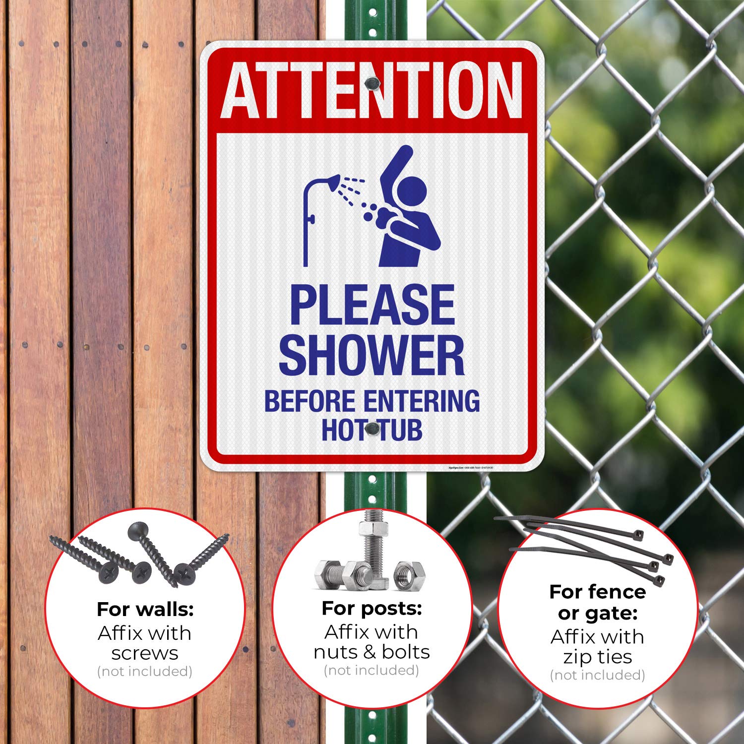 3M EGP Reflective Aluminum Pool Sign - 24x30 Inches, Fade Resistant for Indoor/Outdoor Use | 'Attention Please Shower Before Entering' Sign | Made in USA | Perfect for Swimming Pools, Gyms & Public Restrooms