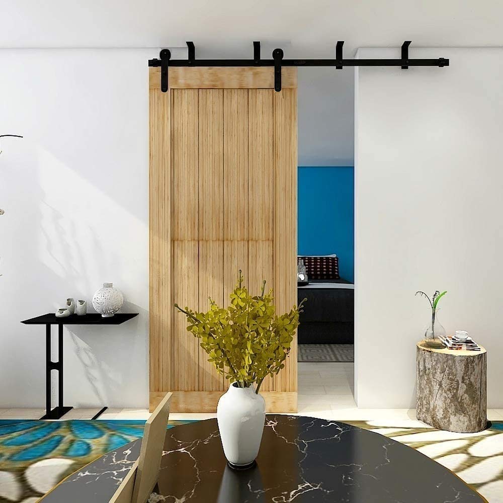 4-12FT Sliding Barn Door Hardware Kit - Ceiling Mount Style with 8.2FT Rails for 50