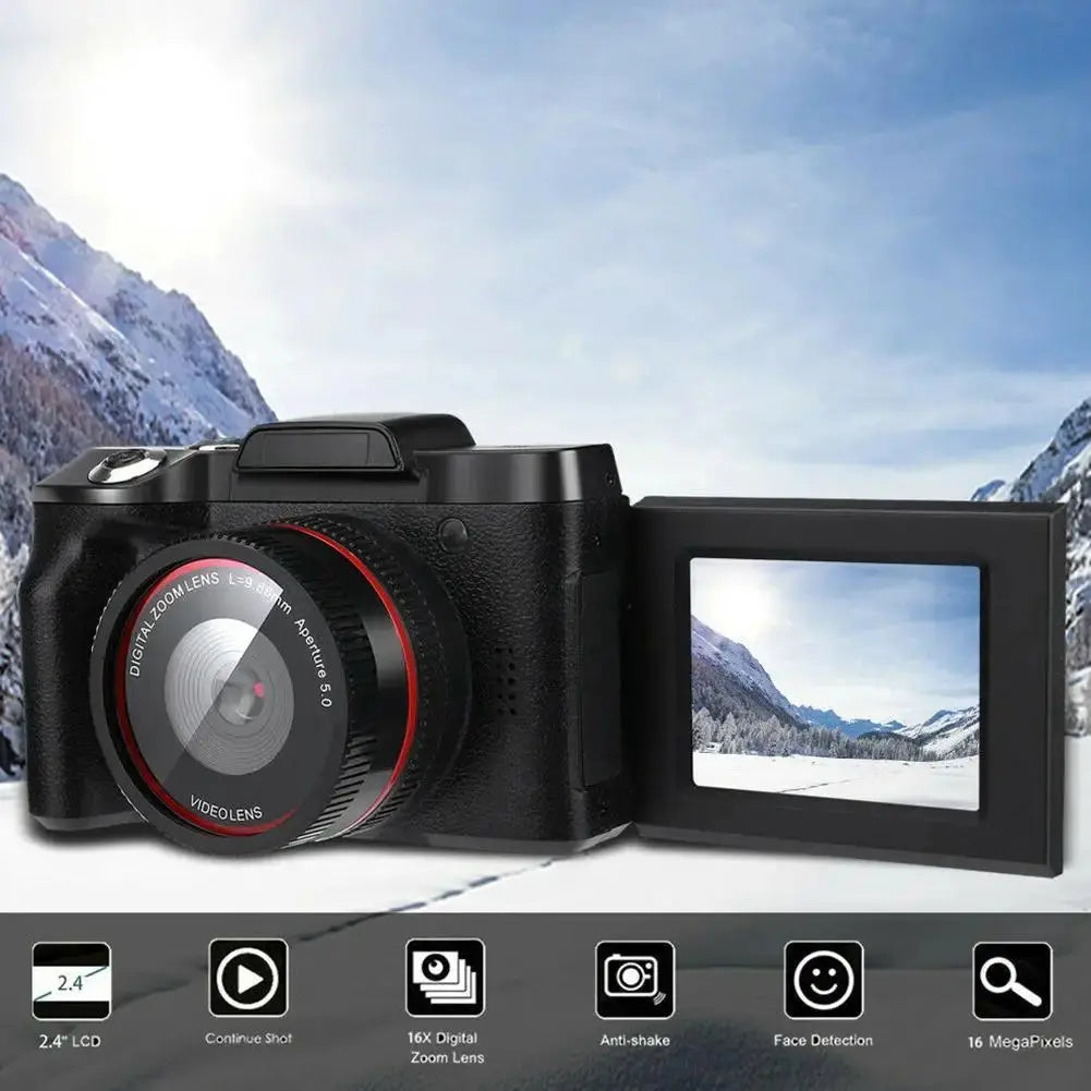 Professional 1080p HD Video Camera with 16X Digital Zoom, 2.4 Inch LCD Screen - Perfect for Vlogging, YouTube Videos, Live Streaming & Home Movies