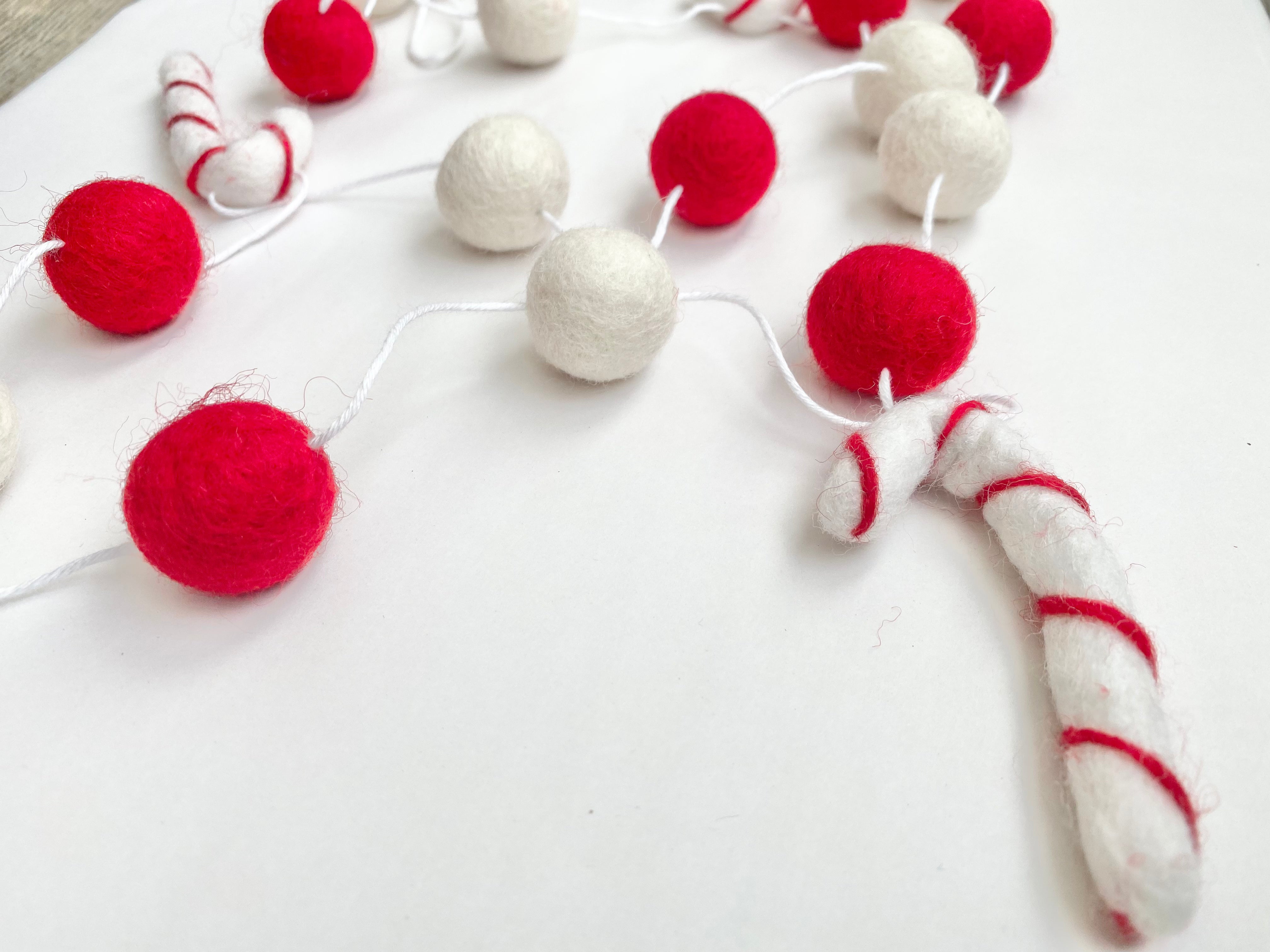 Red & White Candy Cane Garland - Christmas Holiday Decor for Tree, Fireplace & Home - Perfect for Xmas Party, Winter Wedding & Festive Decorations