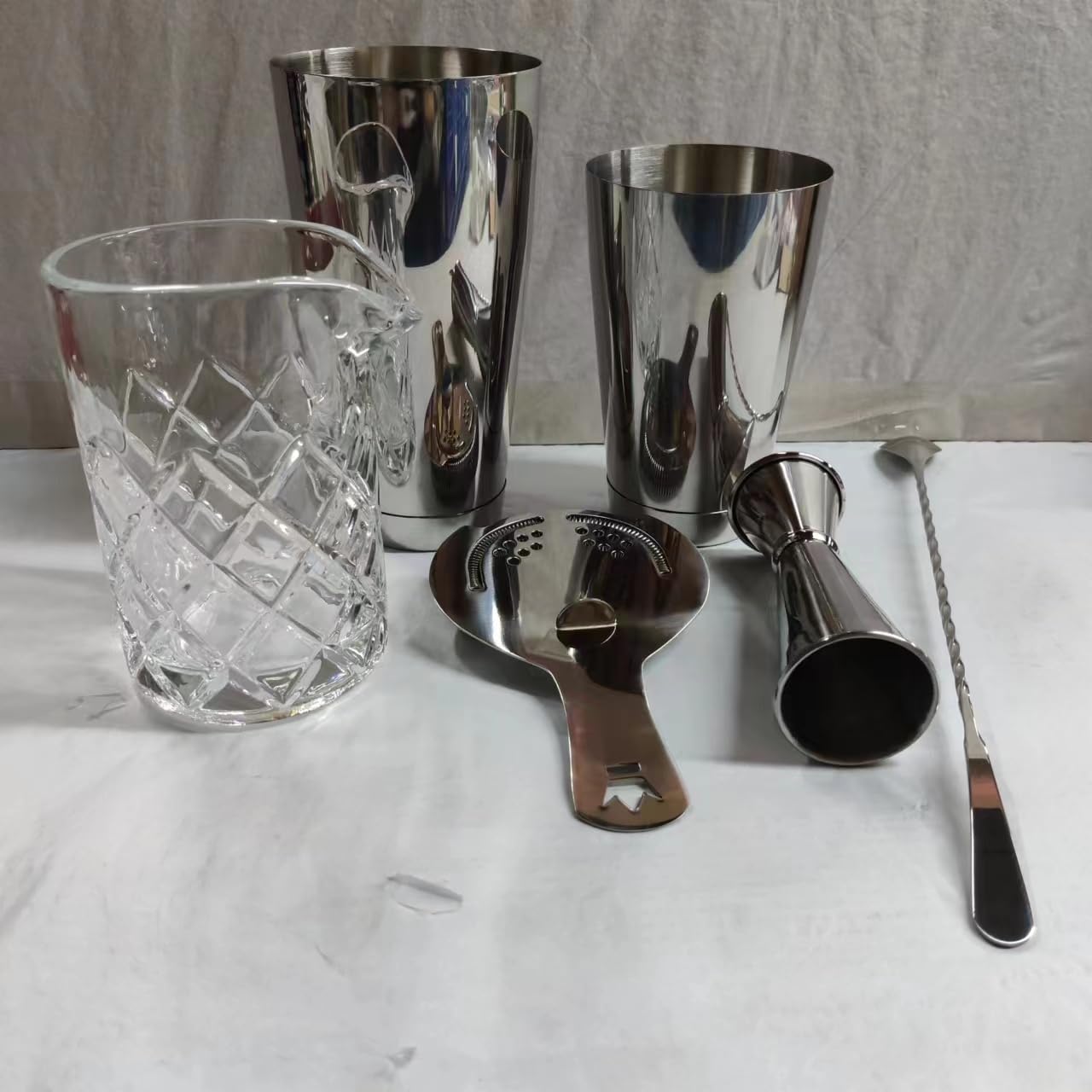 Premium Stainless Steel Cocktail Set - 6-Piece Bar Tools Kit with Jigger, Hawthorne Strainer, Shaking Tins, Mixing Glass & Bar Spoon | Professional Bartender Essentials for Home Bars, Parties & Mixology | Cocktail Kingdom®