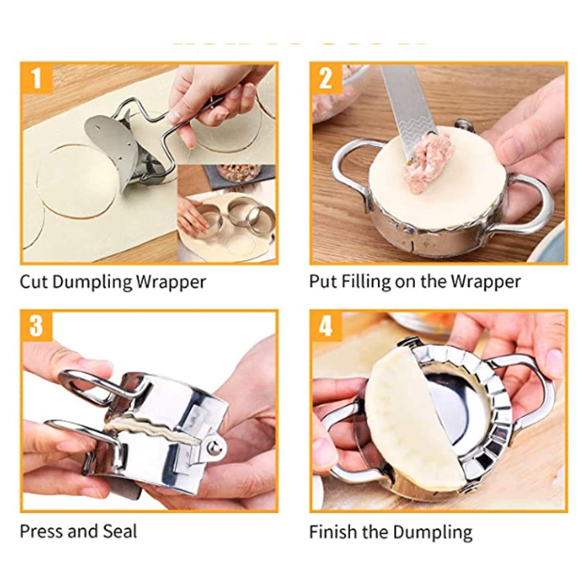 AGOOBO 11-Piece Dumpling Maker Kit - Stainless Steel Dumpling Press Mold, Dough Roller, Filling Spoon - Perfect for Homemade Chinese Dumplings, Pies, Ravioli & Empanadas - Great for Family Cooking & Asian Cuisine Lovers