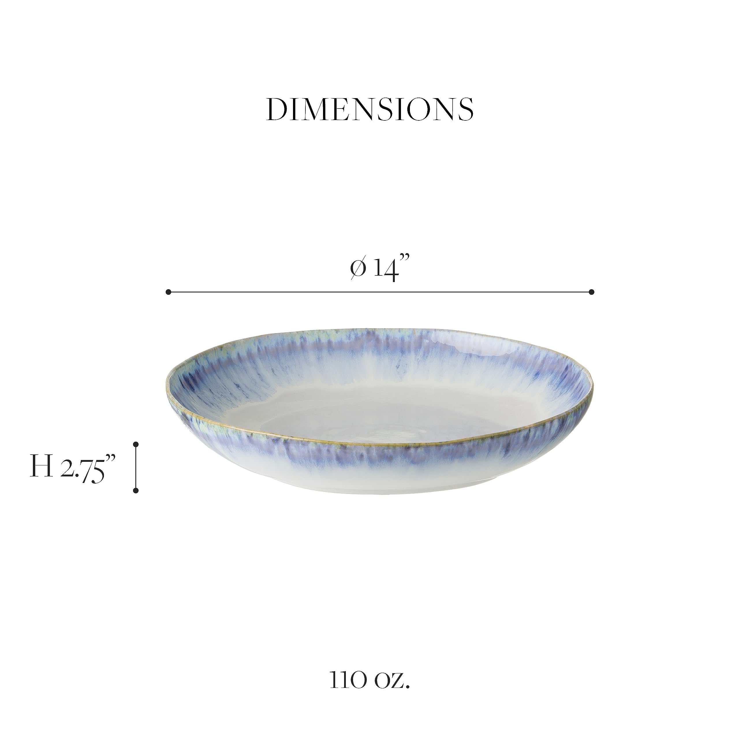 **Costa Nova Ceramic Stoneware 15'' Pasta Serving Bowl - Brisa Collection, Ria Blue | Microwave & Dishwasher Safe | Food Safe Glaze | Restaurant Quality Dinnerware | Perfect for Italian Pasta, Salads & Family Gatherings**