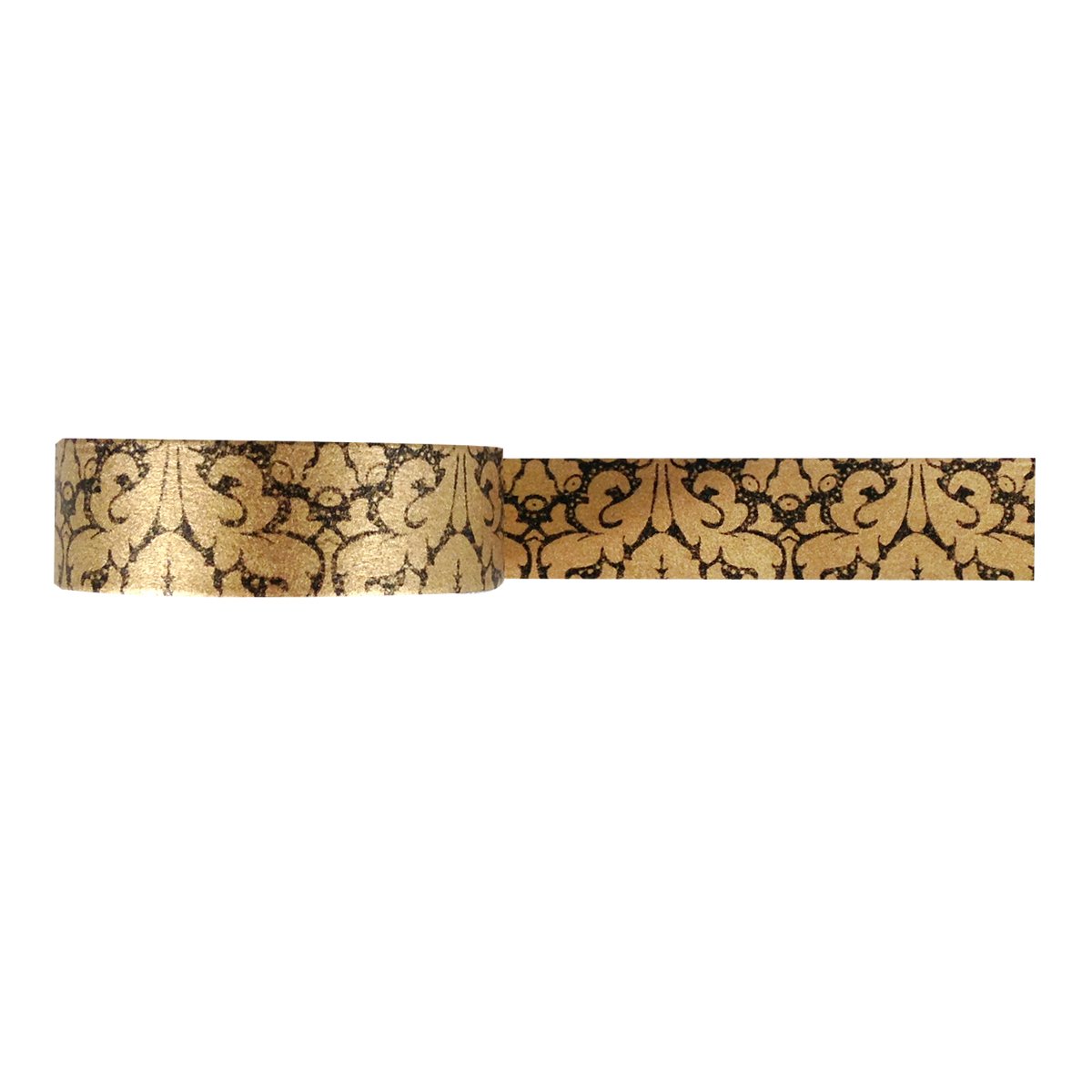 Wrapables Japanese Washi Masking Tape - Decorative Gold Damask Pattern for Scrapbooking, Journaling, Gift Wrapping & DIY Crafts