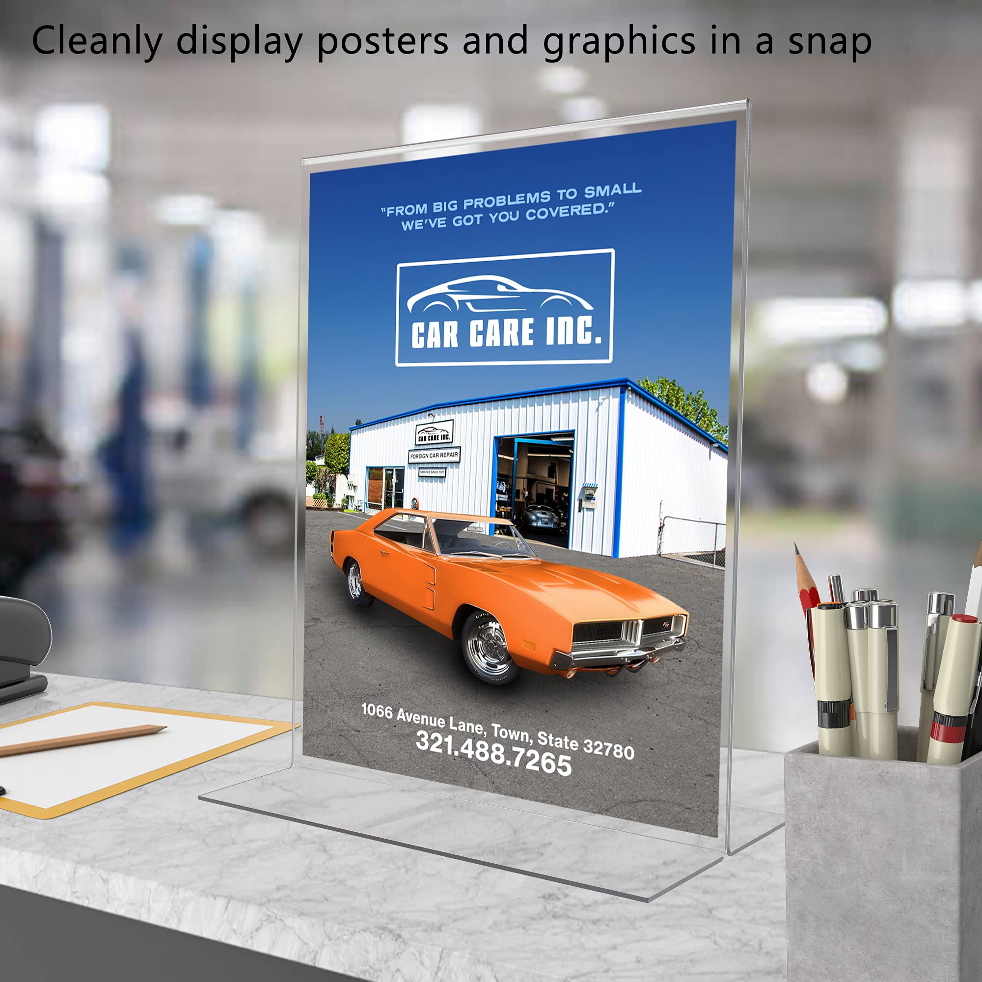 5-Pack 11x14 Inch Double-Sided Countertop Sign Holders - Bottom Loading Flyer Frames for Menus, Advertisements & Printed Materials - Perfect for Restaurants, Retail Stores & Trade Shows