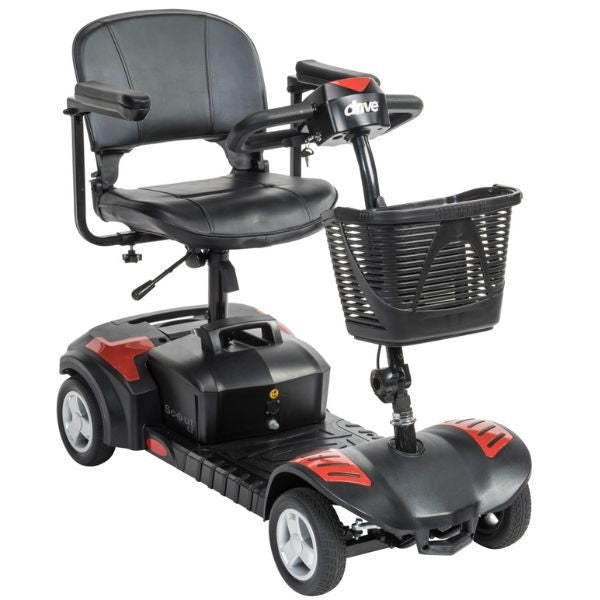 Drive Medical Scout LT 4 Compact Travel Power Scooter - Lightweight Mobility Scooter for Adults & Seniors - Ideal for Shopping, Travel & Outdoor Activities