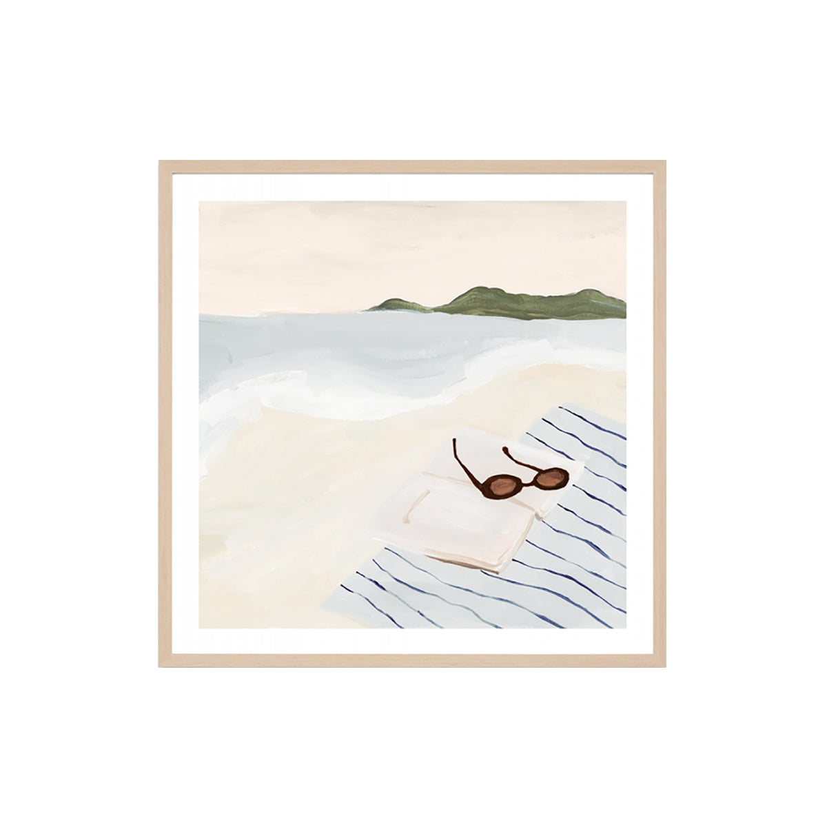 Holiday Relaxation Framed Wall Art Print - Beach Sunset Landscape Painting for Living Room, Bedroom & Office Decor