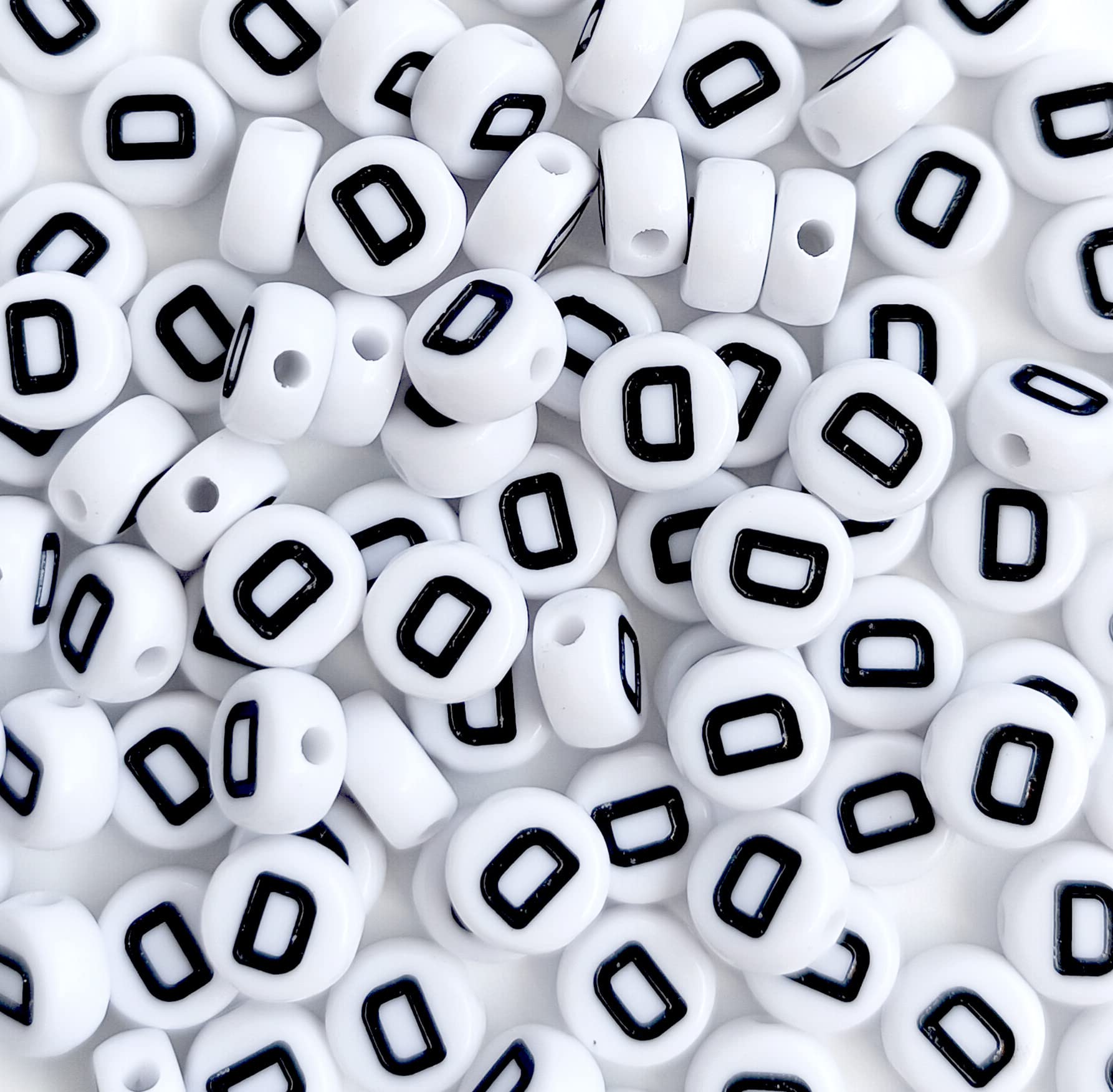 100PCS White Round Acrylic Alphabet Beads - Letter D Beads 4x7mm for DIY Jewelry Making, Bracelets, Necklaces, Keychains - Perfect for Personalized Gifts, Party Favors & Craft Projects